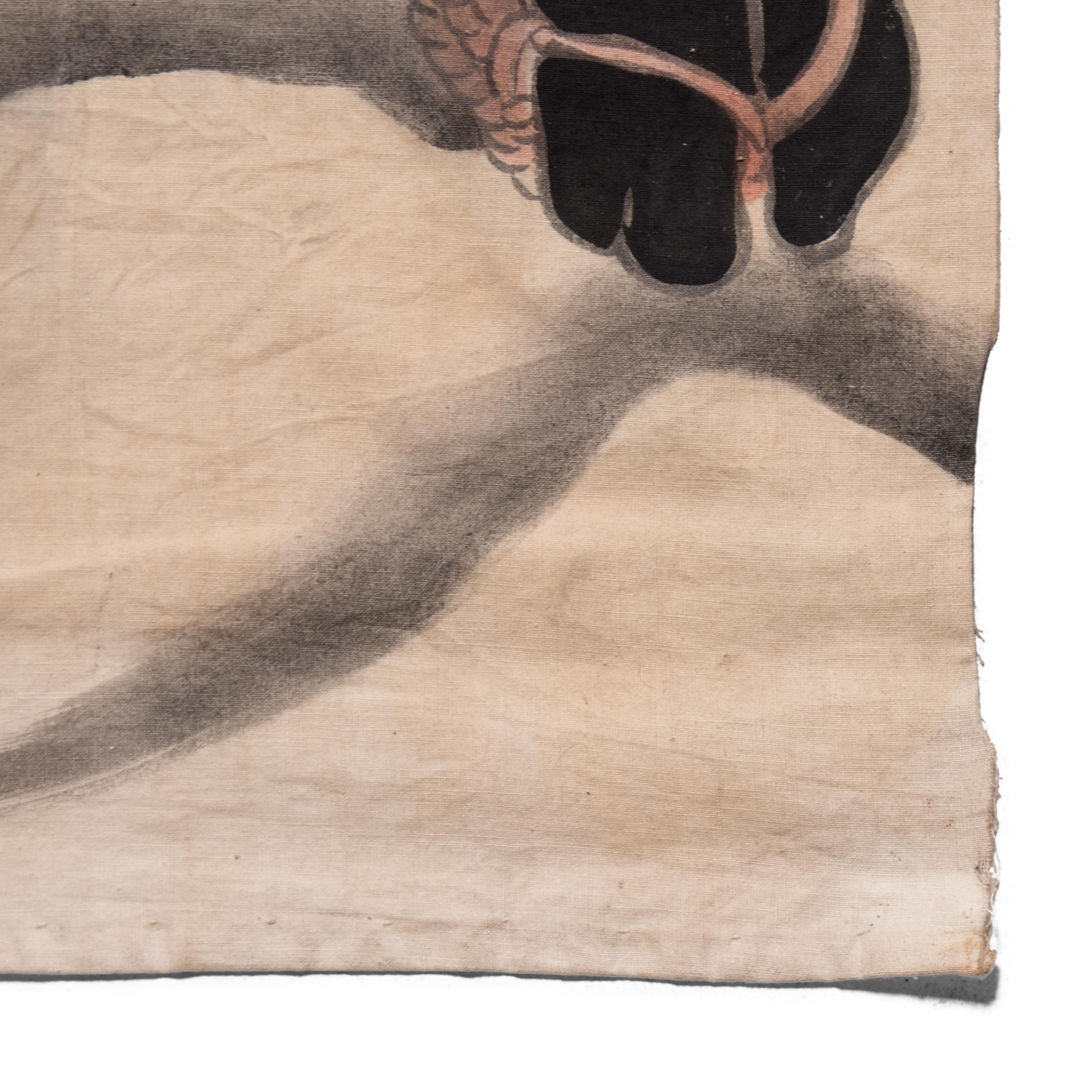 20th Century Japanese Nobori Samurai Banner Textile