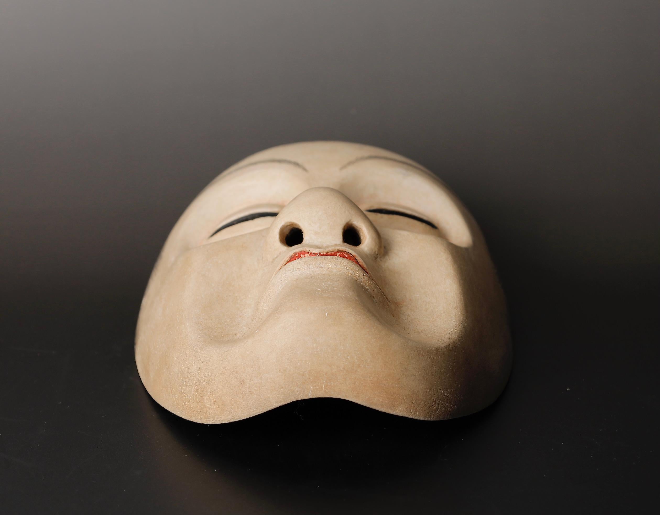 Japanese Noh Mask Depicting Yoroboshi 'Blind Monk' Character Signed by Myori For Sale 3