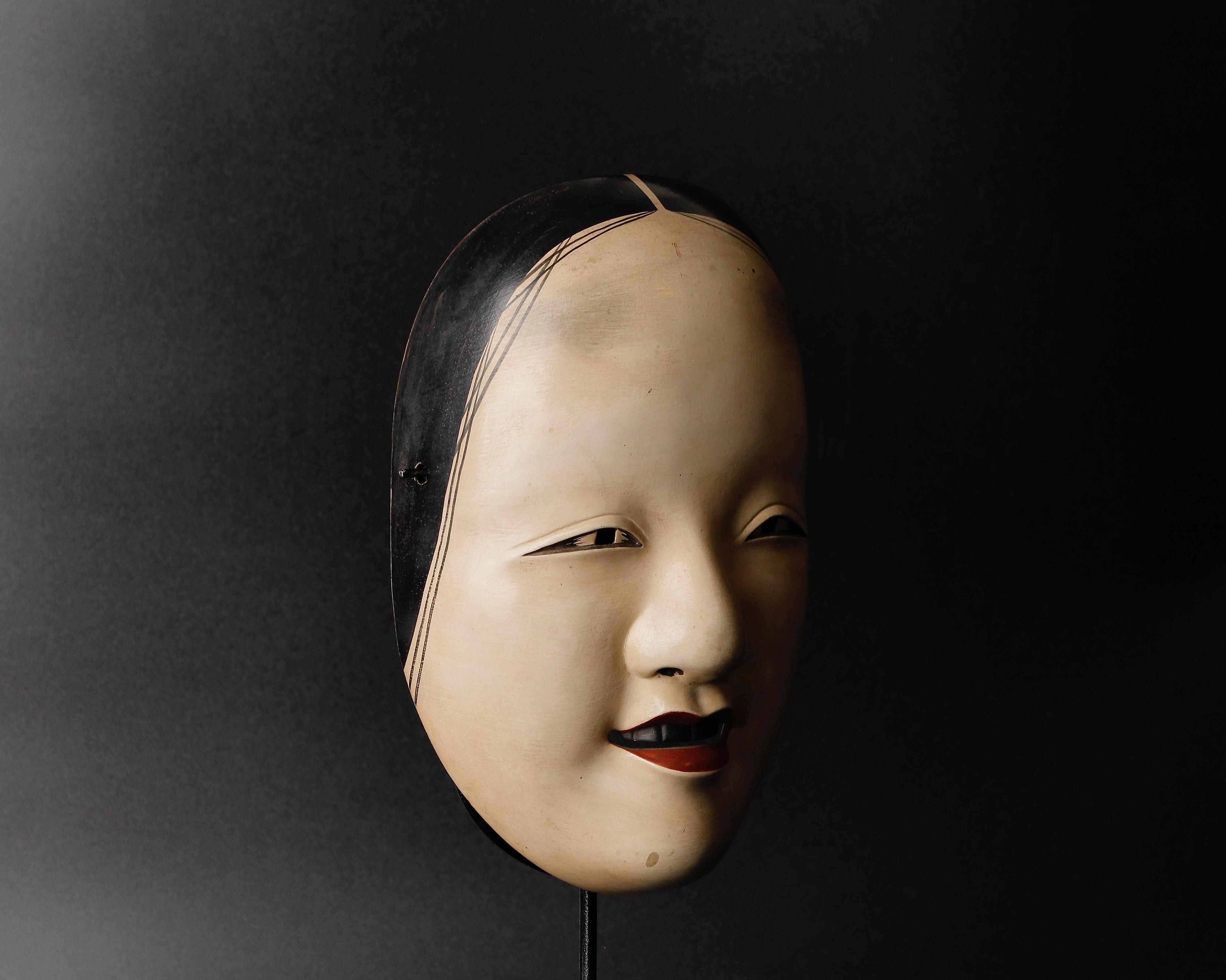 Carved Japanese Noh Mask Depicting Zou-Onna Representing a Female Deity Edo Period, 19t