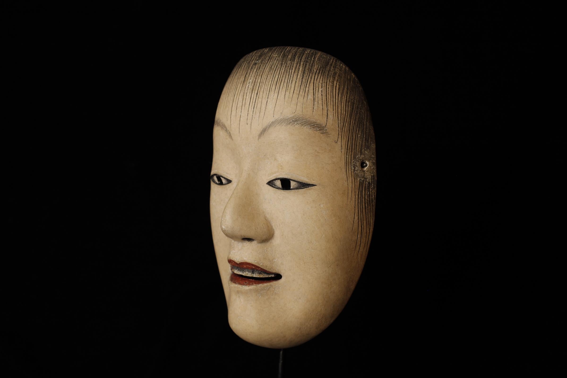 20th Century Japanese Noh Mask of Jidō (児童) - noble young woman For Sale