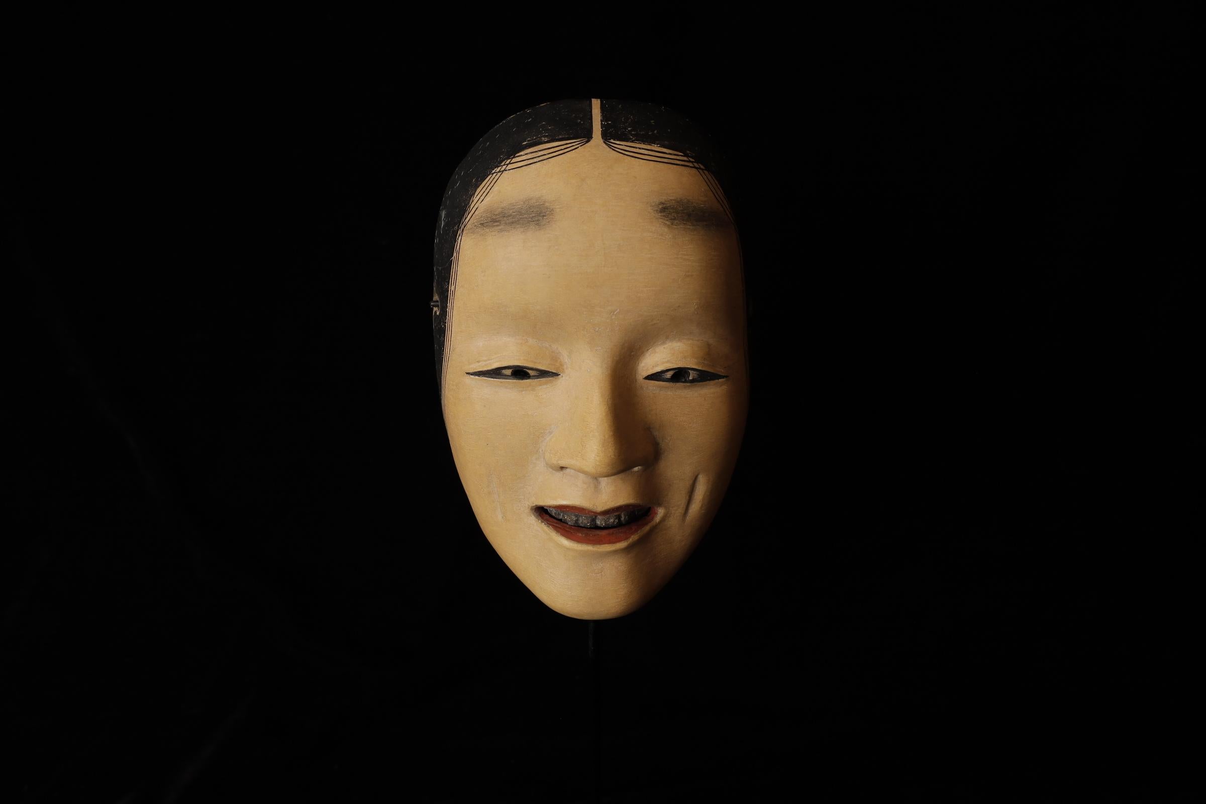 Hand-Carved Japanese Noh Mask of Ko-omote- young woman For Sale
