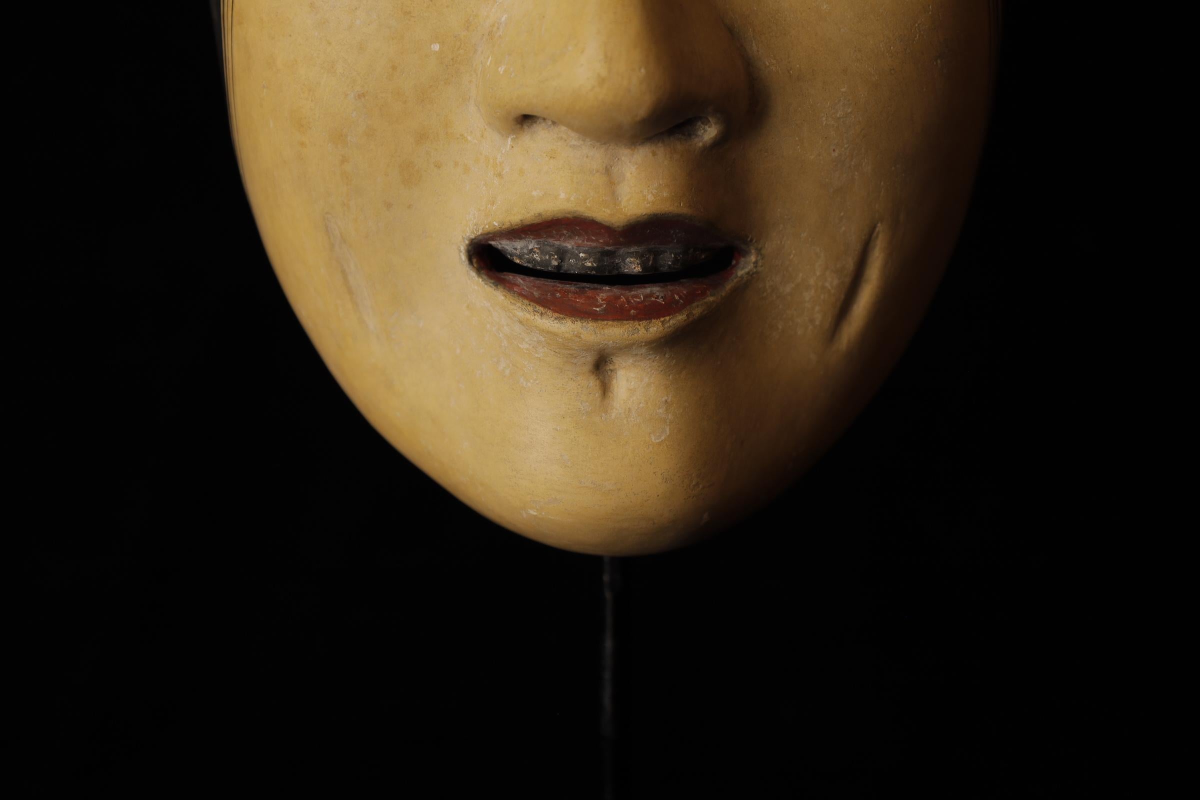 Hand-Carved Japanese Noh Mask of Ko-omote- young woman For Sale