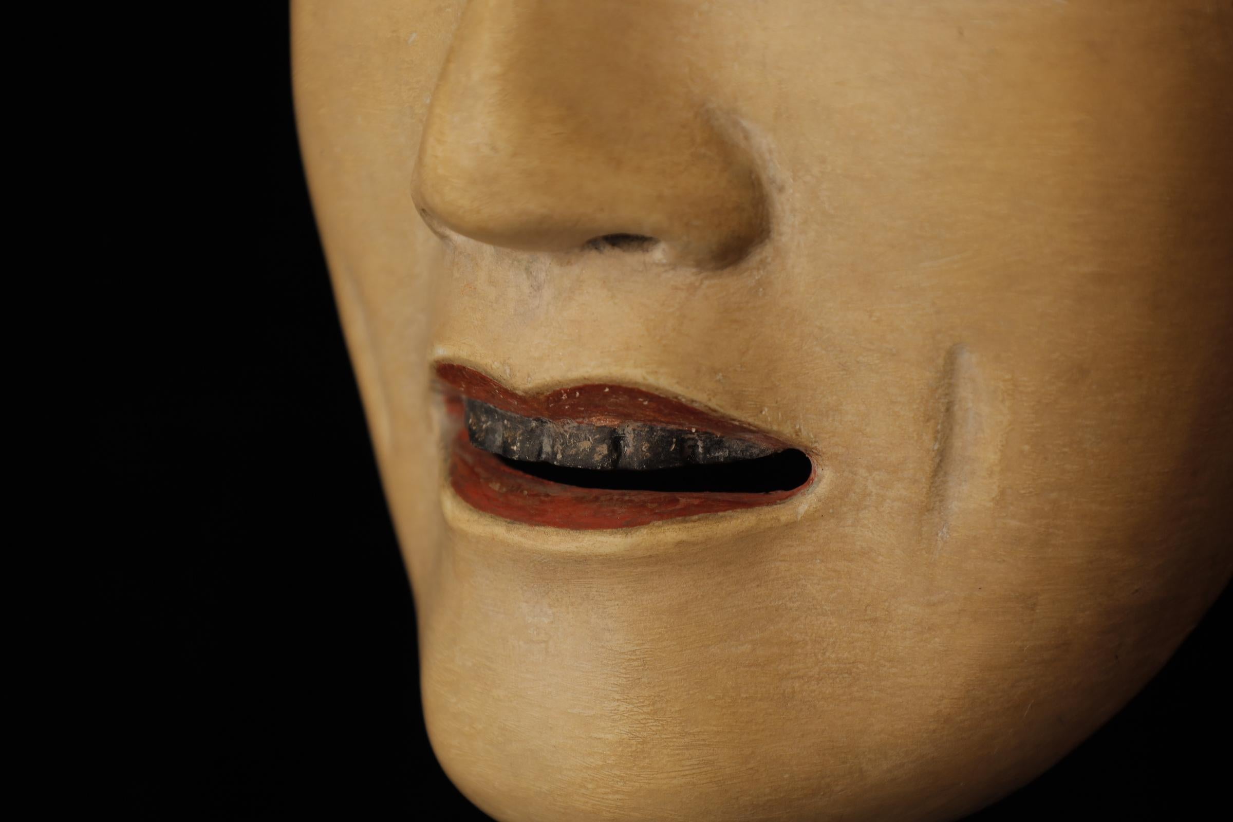 Wood Japanese Noh Mask of Ko-omote- young woman For Sale