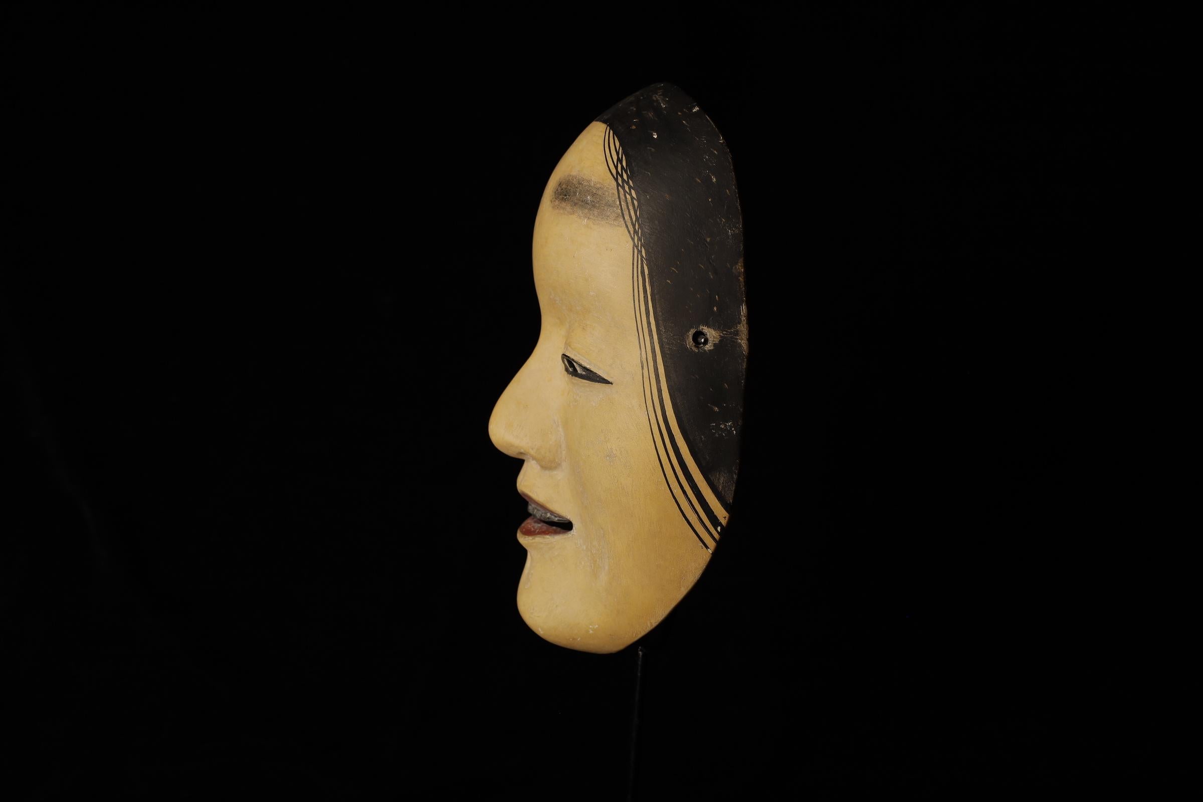Wood Japanese Noh Mask of Ko-omote- young woman For Sale