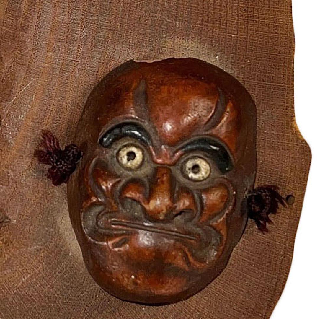Mid-19th Century Japanese Noh Masks Mounted For Sale
