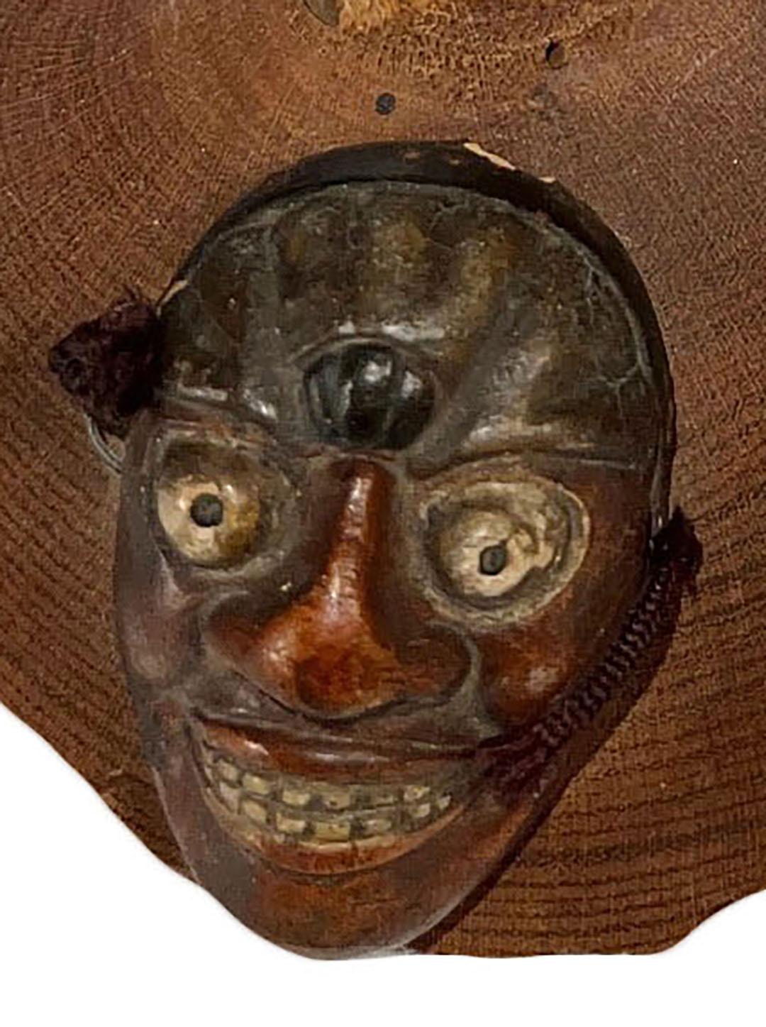 Wood Japanese Noh Masks Mounted For Sale
