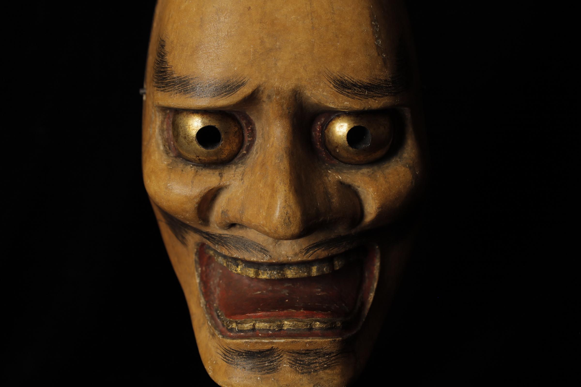 Hand-Carved Japanese Noh Theater Mask of a Deigan (泥眼) For Sale