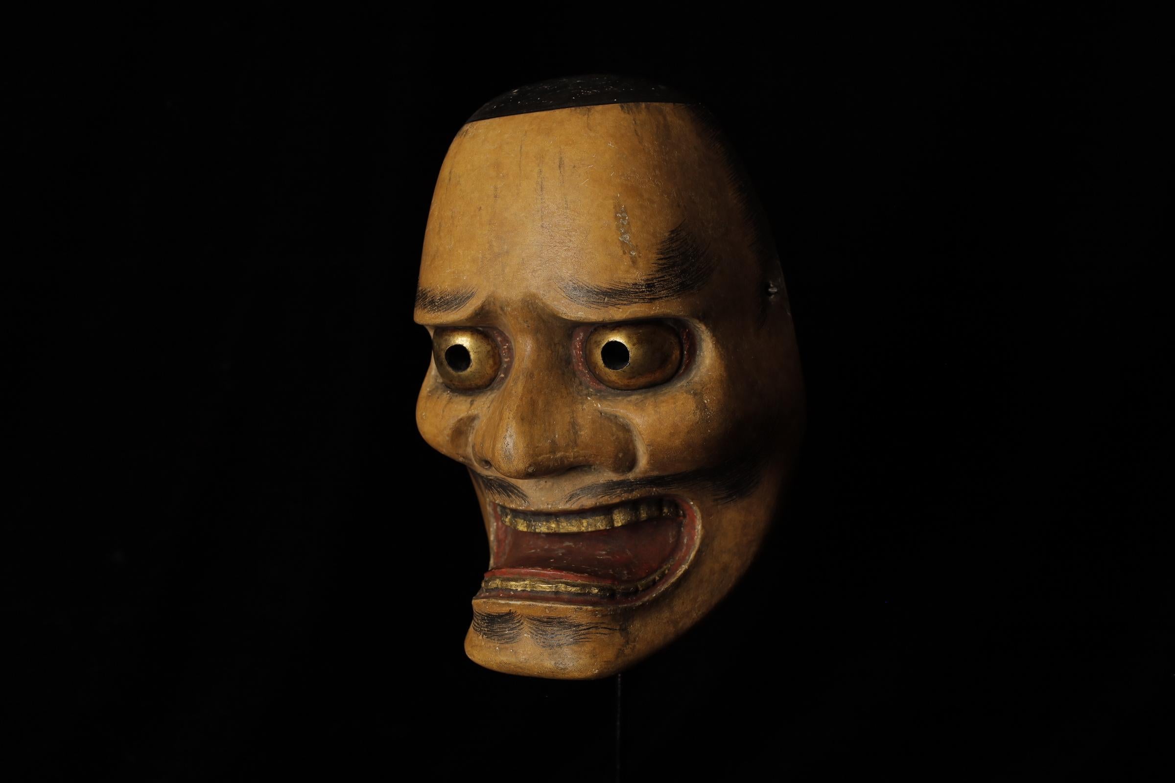 Japanese Noh Theater Mask of a Deigan (泥眼) In Good Condition For Sale In Fukuoka, JP