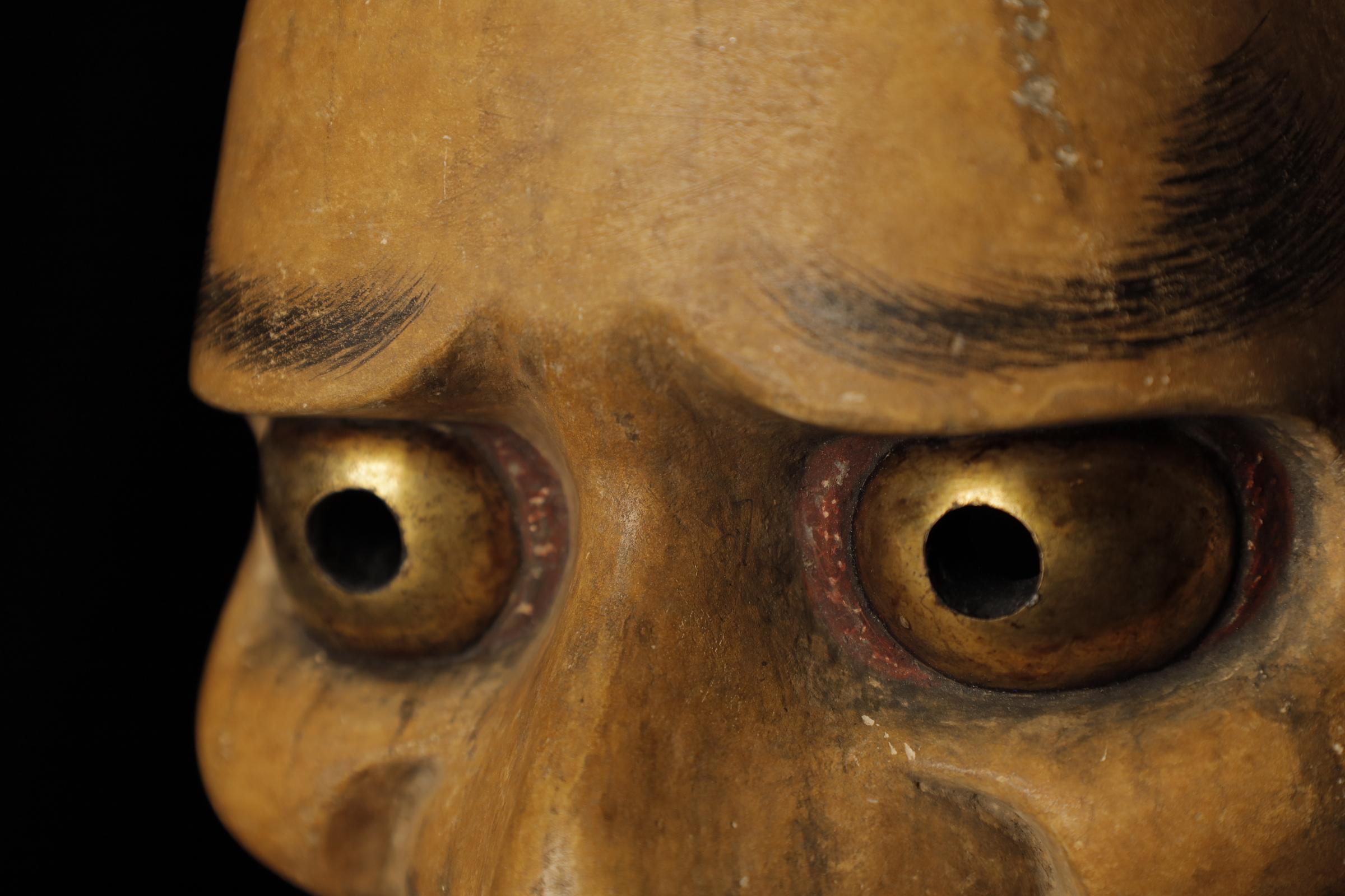 Wood Japanese Noh Theater Mask of a Deigan (泥眼) For Sale