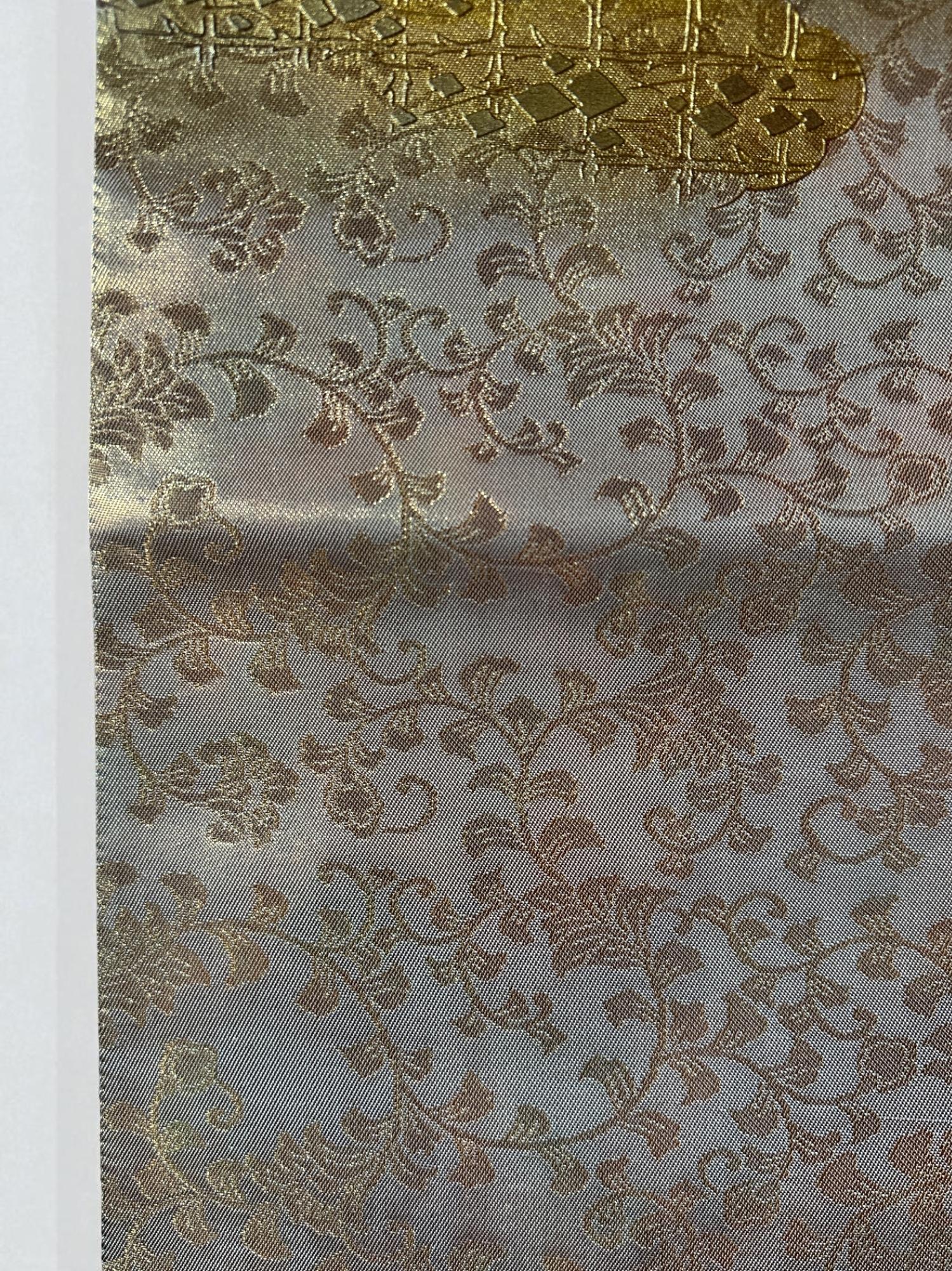 Obi japonais avec motif de paysage et de pavillon - décoration murale, chemin de table en vente 4