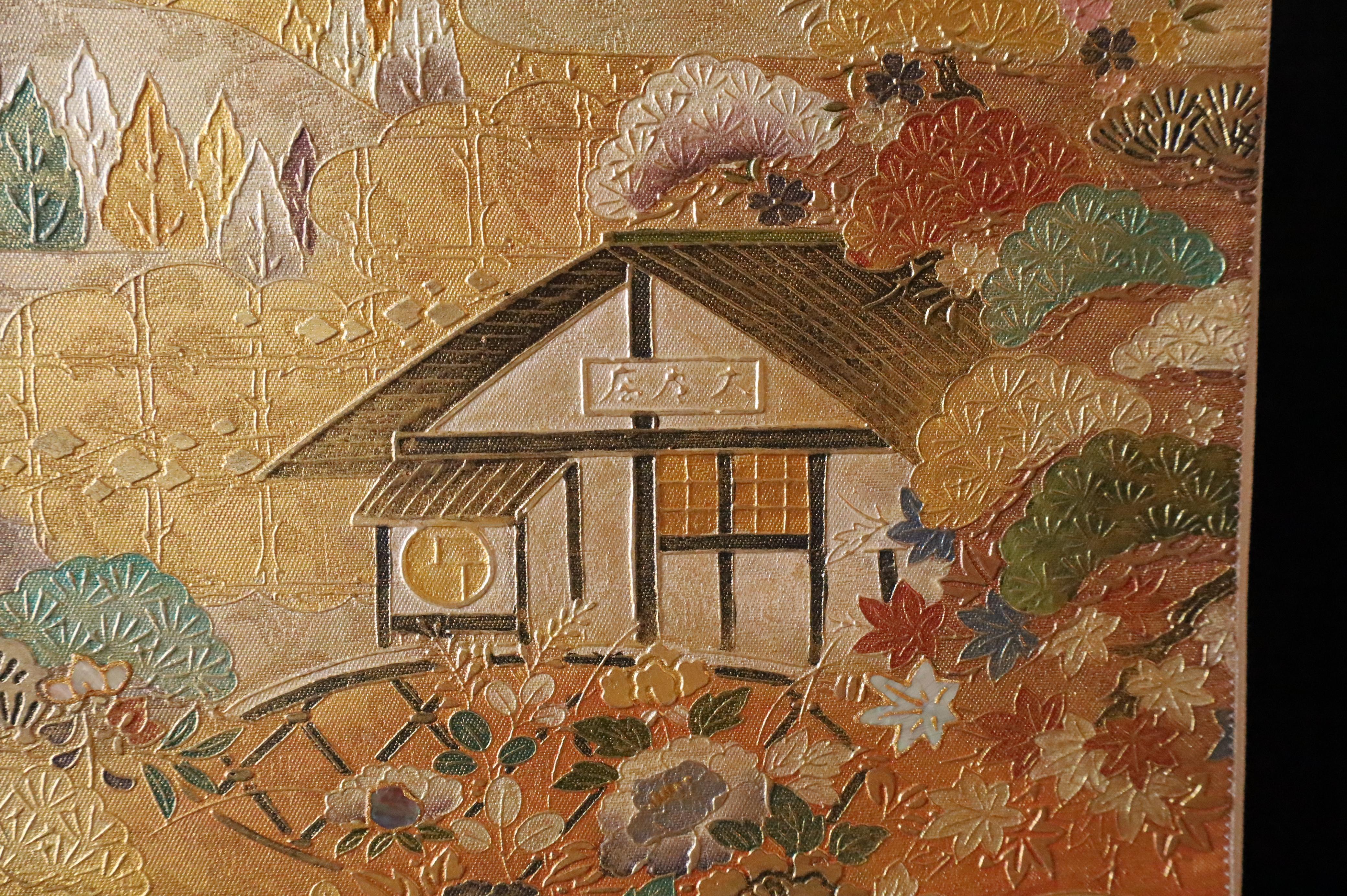 Japanese Obi with Landscape and Pavilion Motif – wall decoration, table runner For Sale 8