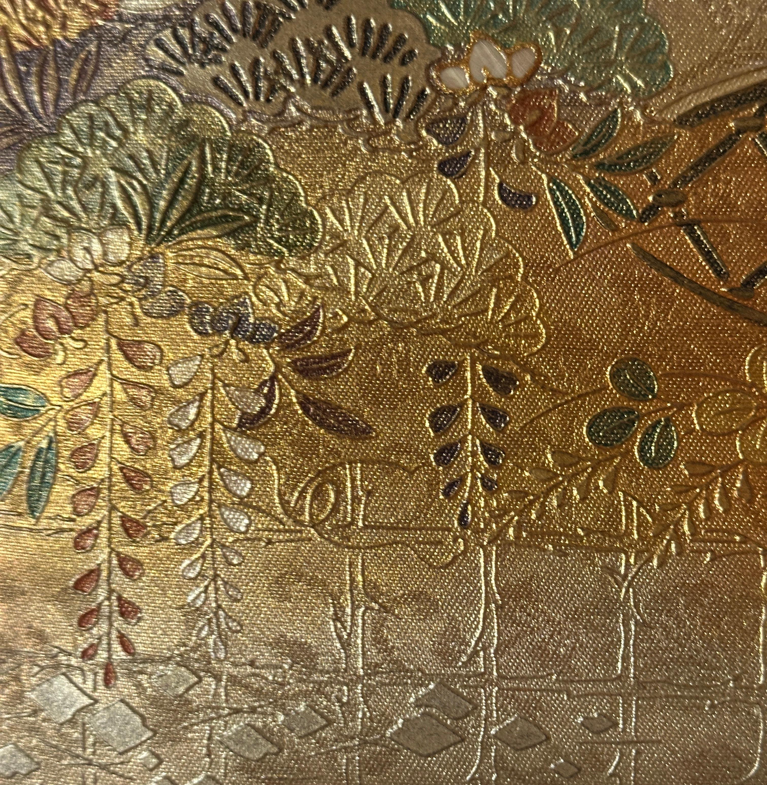 Obi japonais avec motif de paysage et de pavillon - décoration murale, chemin de table en vente 9