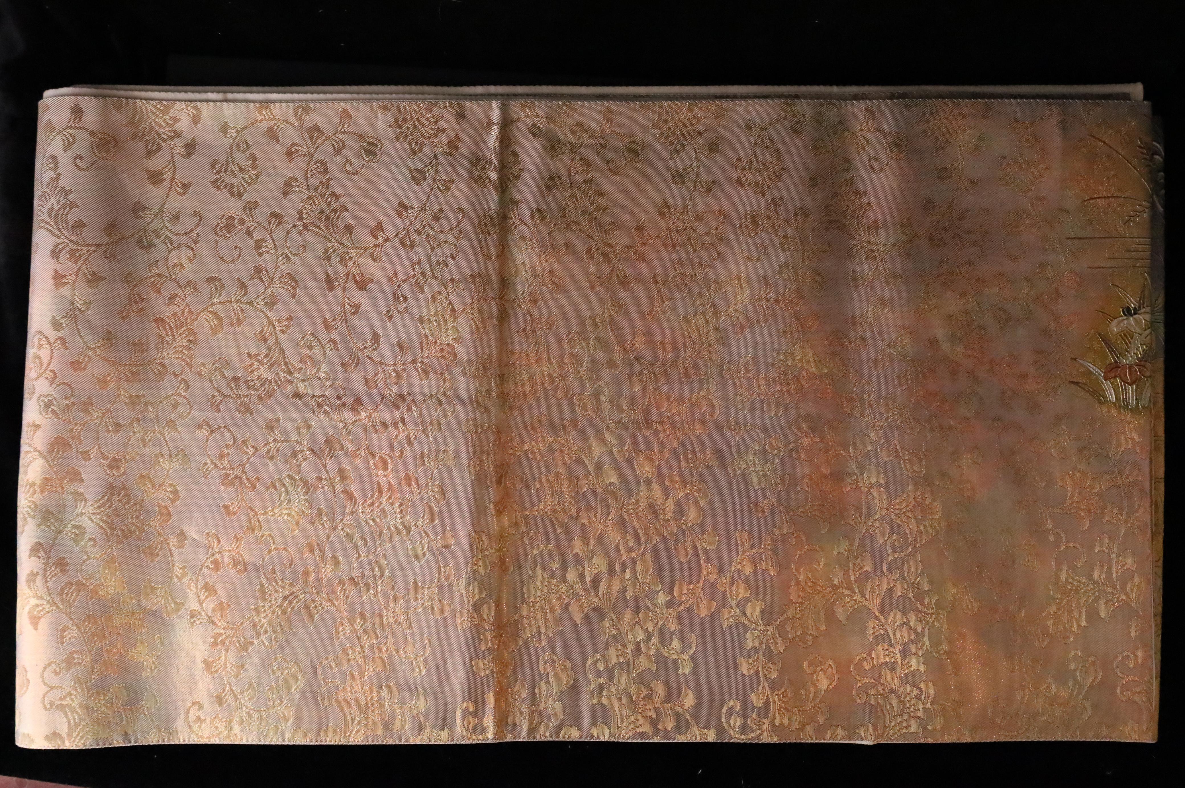 Silk Japanese Obi with Landscape and Pavilion Motif – wall decoration, table runner For Sale