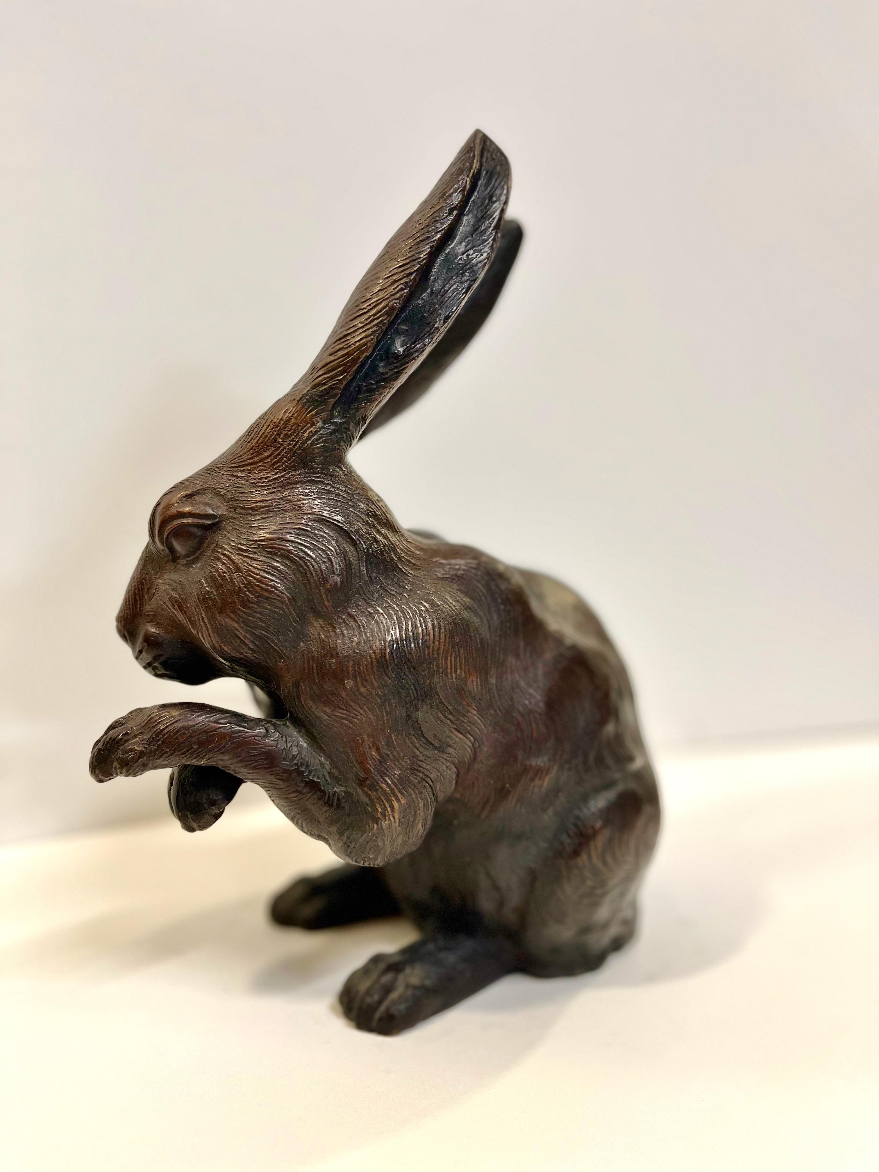 Japonisme Japanese Okimo of Standing Rabbit  For Sale