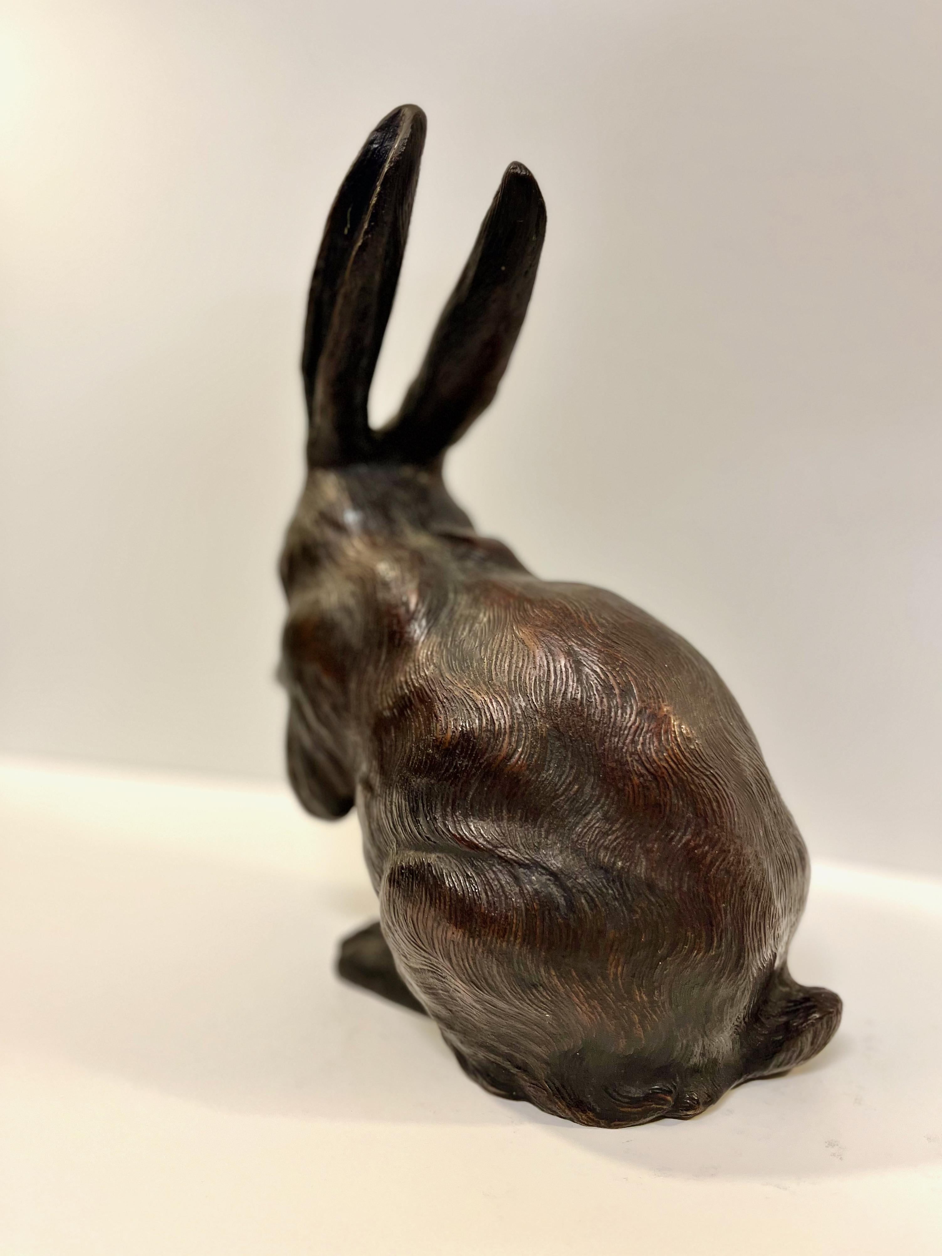 Japanese Okimo of Standing Rabbit  In Good Condition For Sale In Pasadena, CA