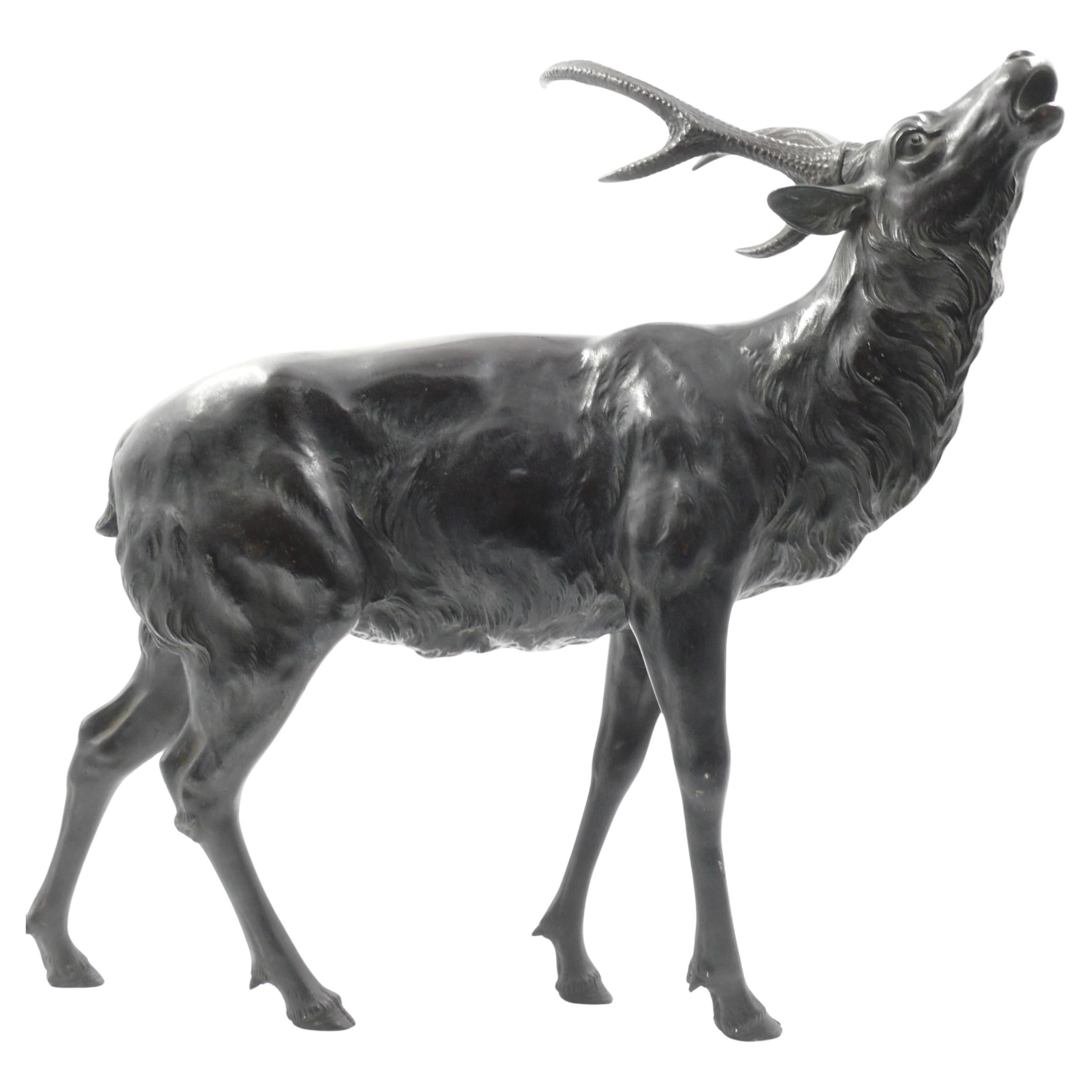 Japanese Okimono bronze deer