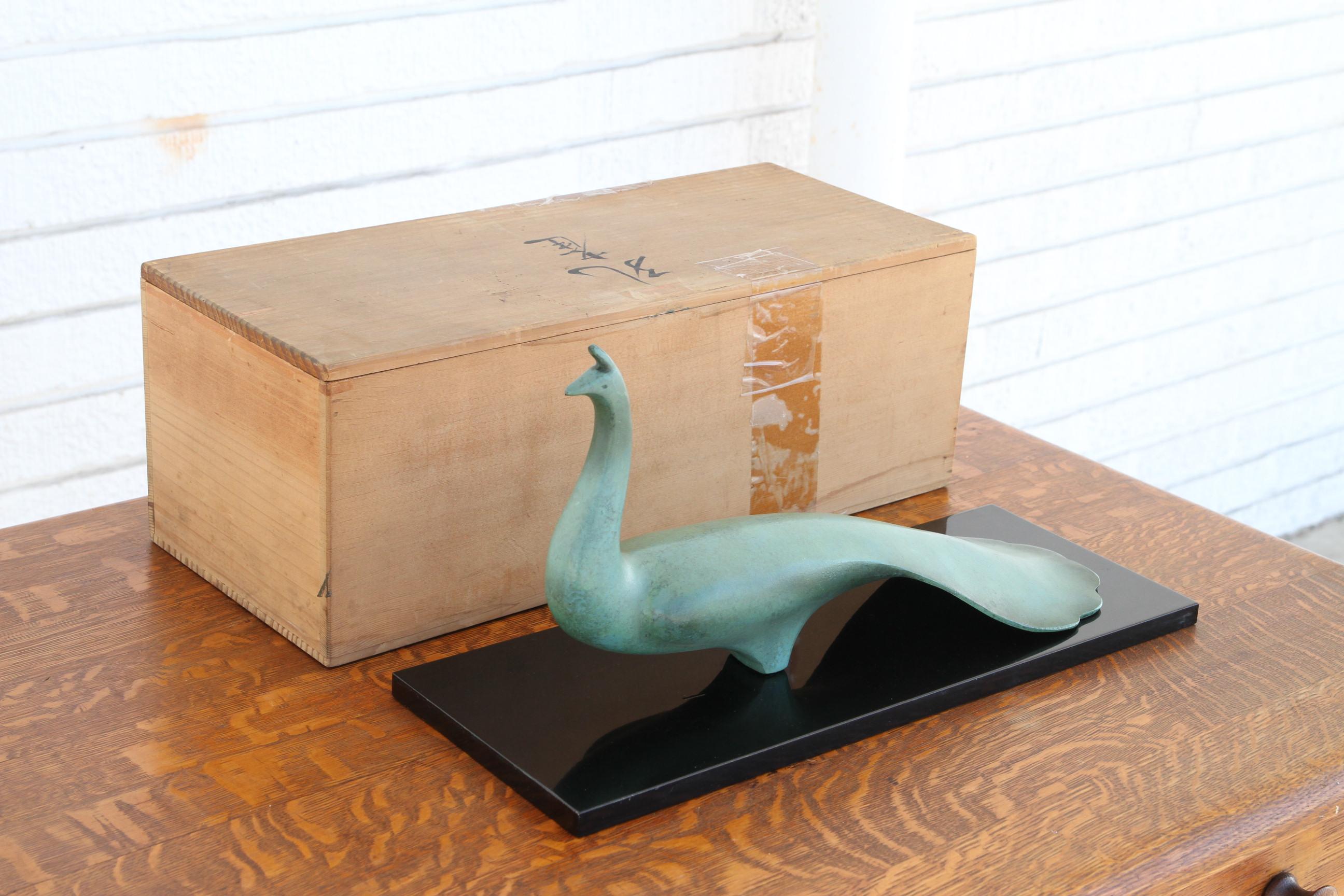Pavo real japonés Okimono de metal fundido siglo XX en venta