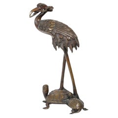 Japanese Okimono Incense Holder Sticks Bronze Statue Meiji Era, 1868-1912