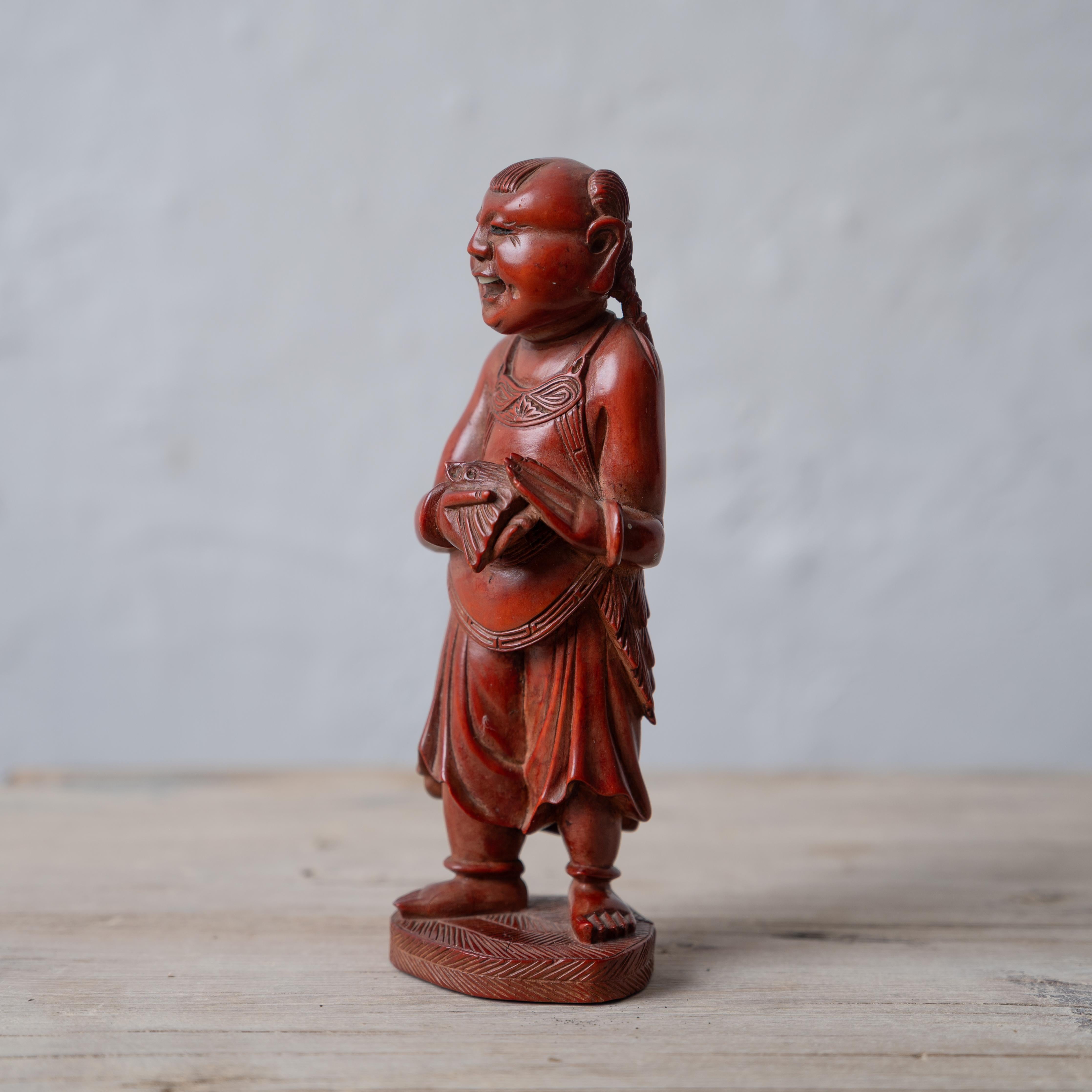 20th Century Japanese Okimono Man Petting Bat For Sale