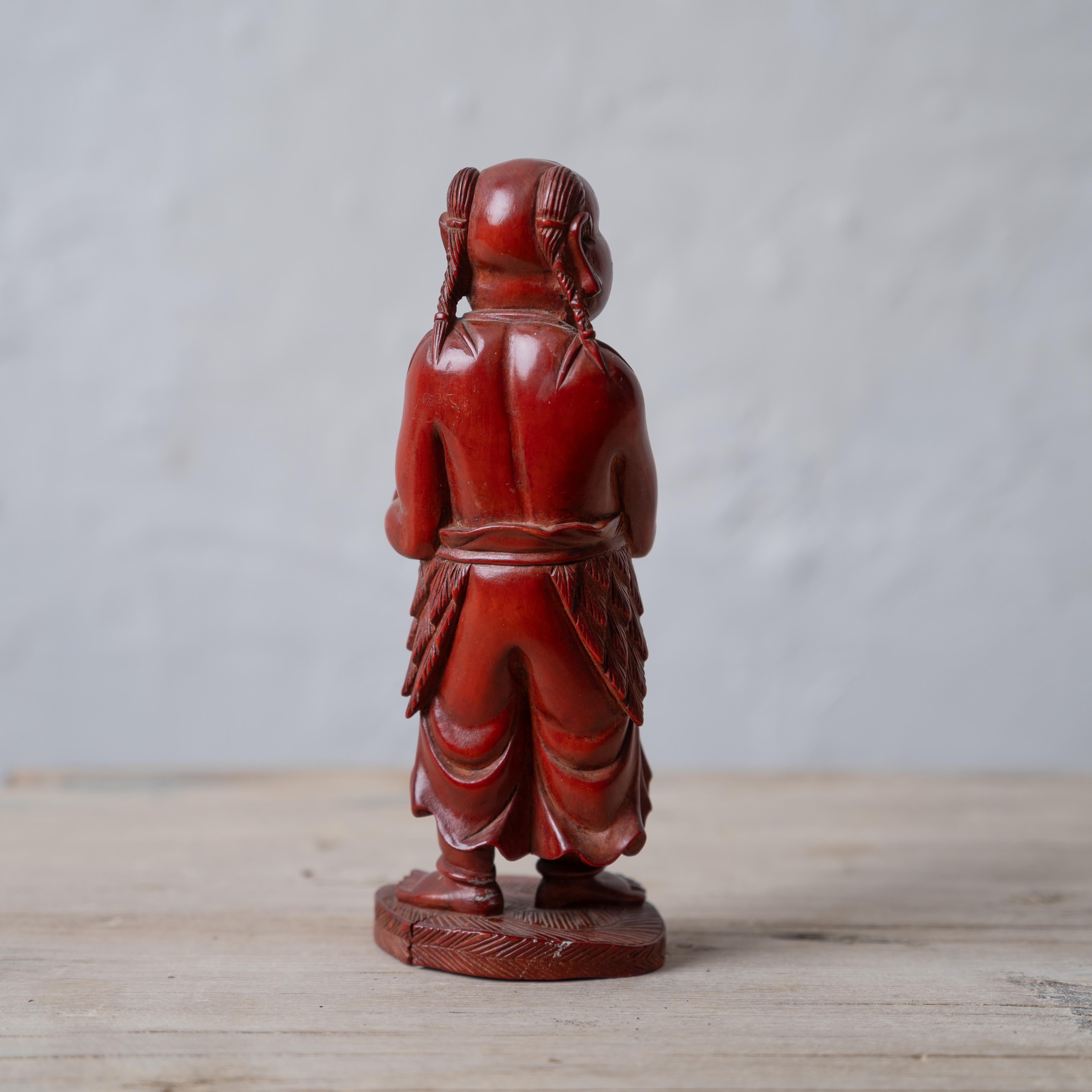 Japanese Okimono Man Petting Bat For Sale 1