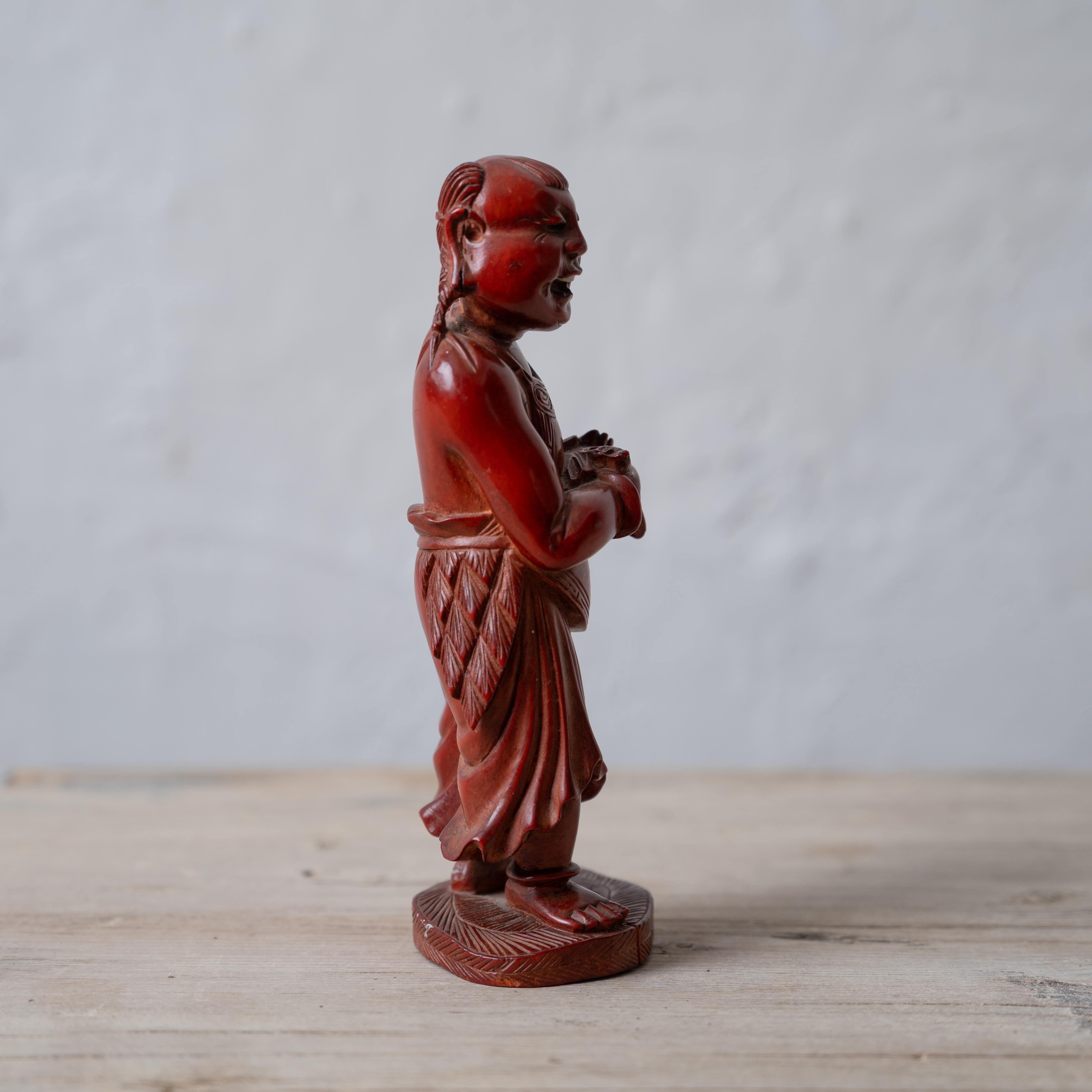 Japanese Okimono Man Petting Bat For Sale 2