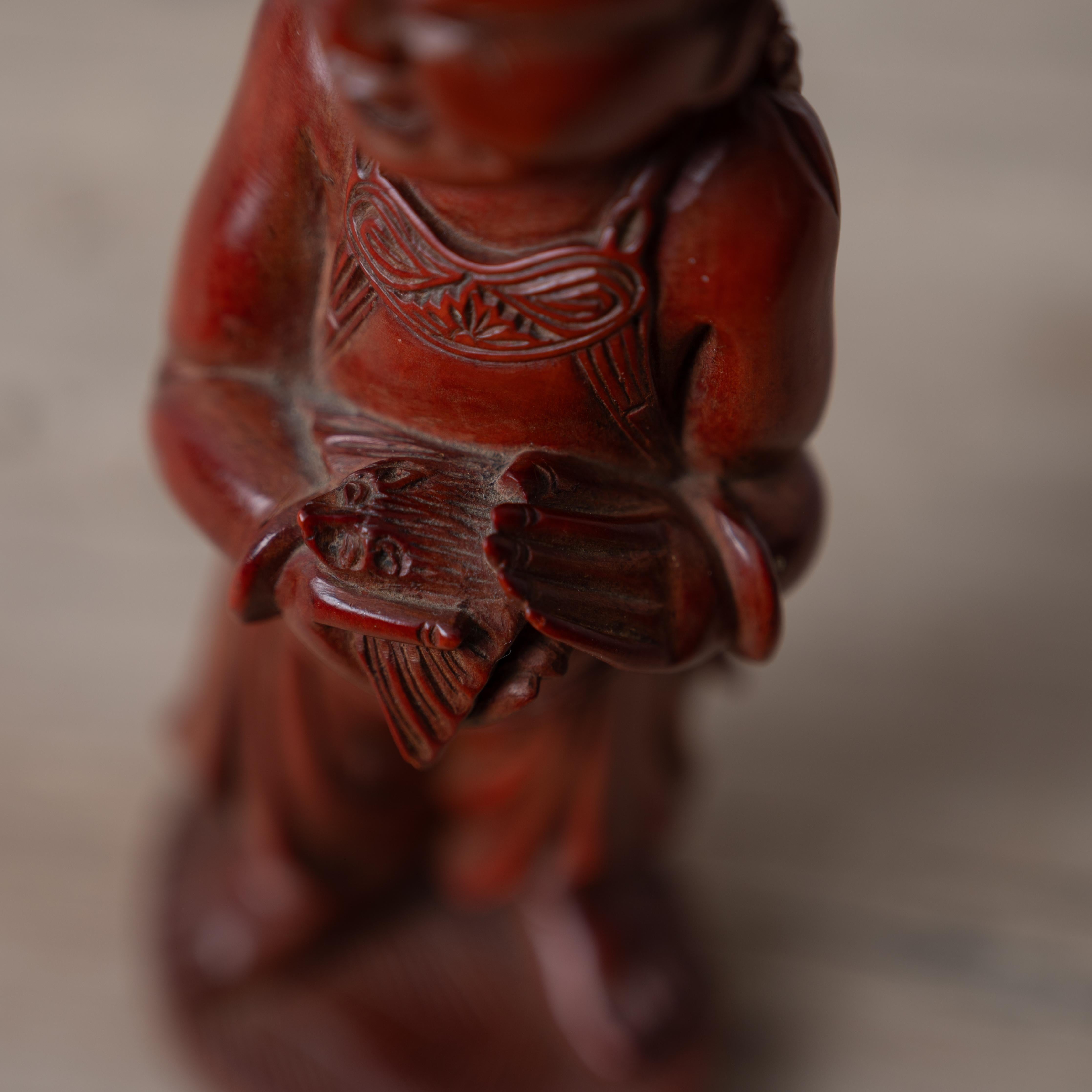 Japanese Okimono Man Petting Bat For Sale 4
