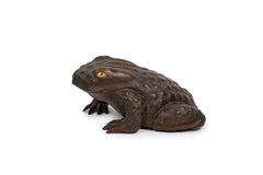 Japanese Okimono of a Wooden Toad with its eyes inlaid