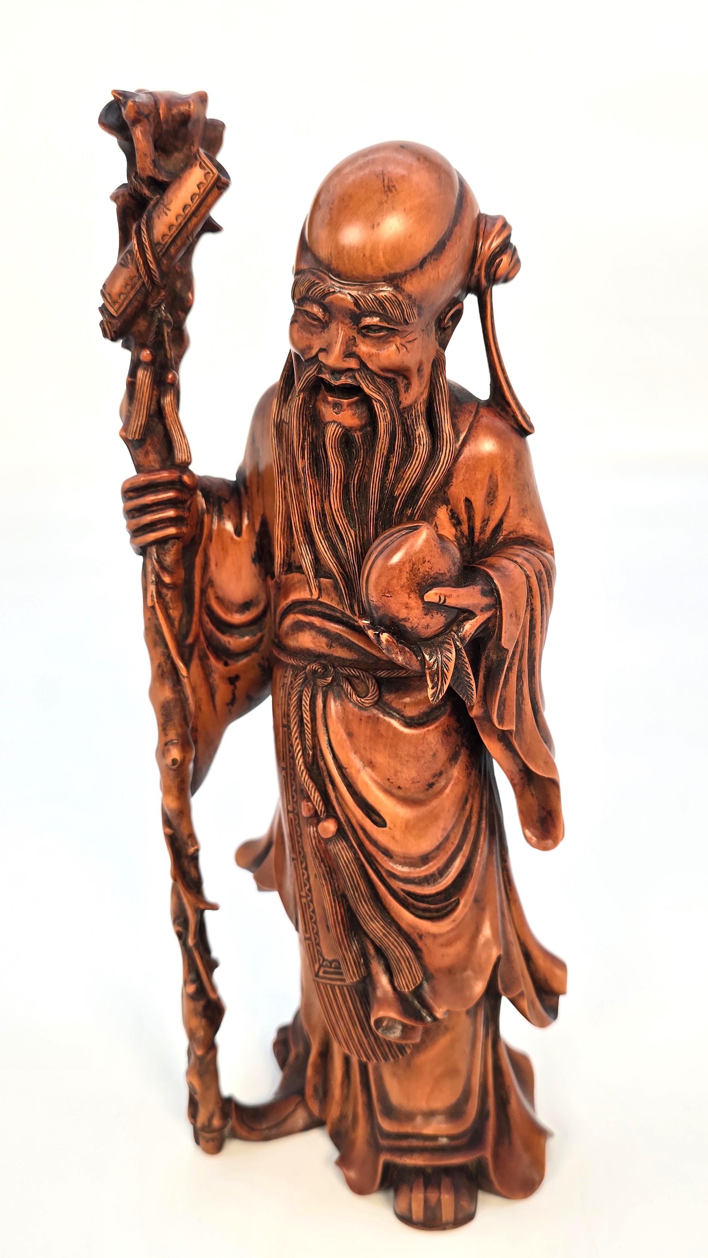 Okimono japonais de  Fukurokuju, le dieu de la richesse et du bonheur, période Meiji en vente 8