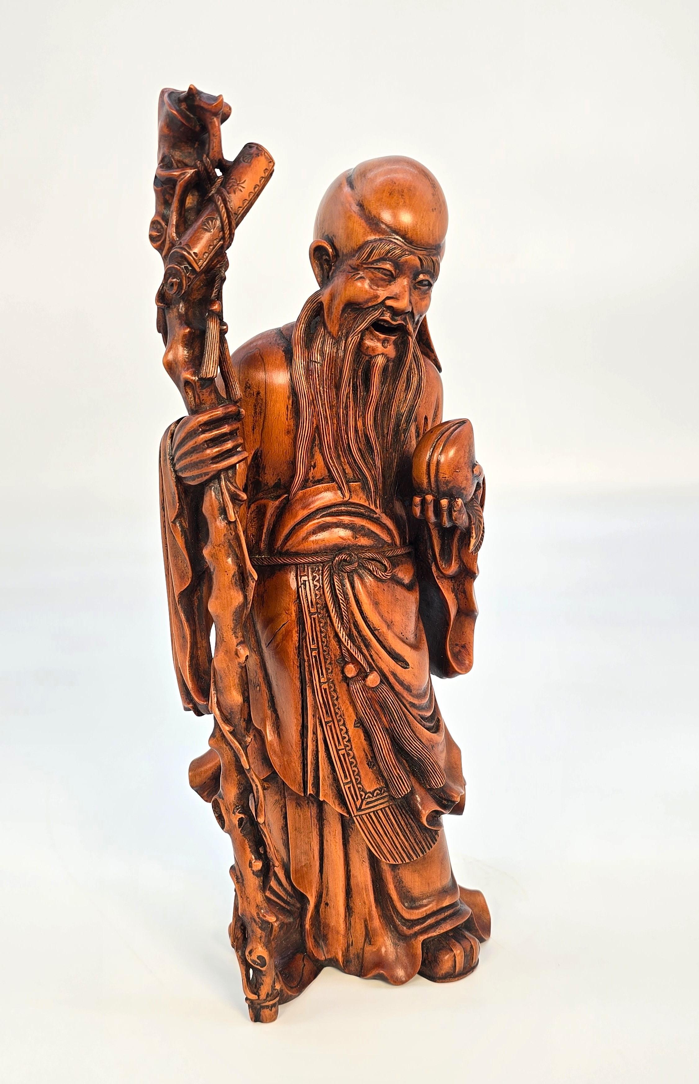 Okimono japonais de  Fukurokuju, le dieu de la richesse et du bonheur, période Meiji en vente 9