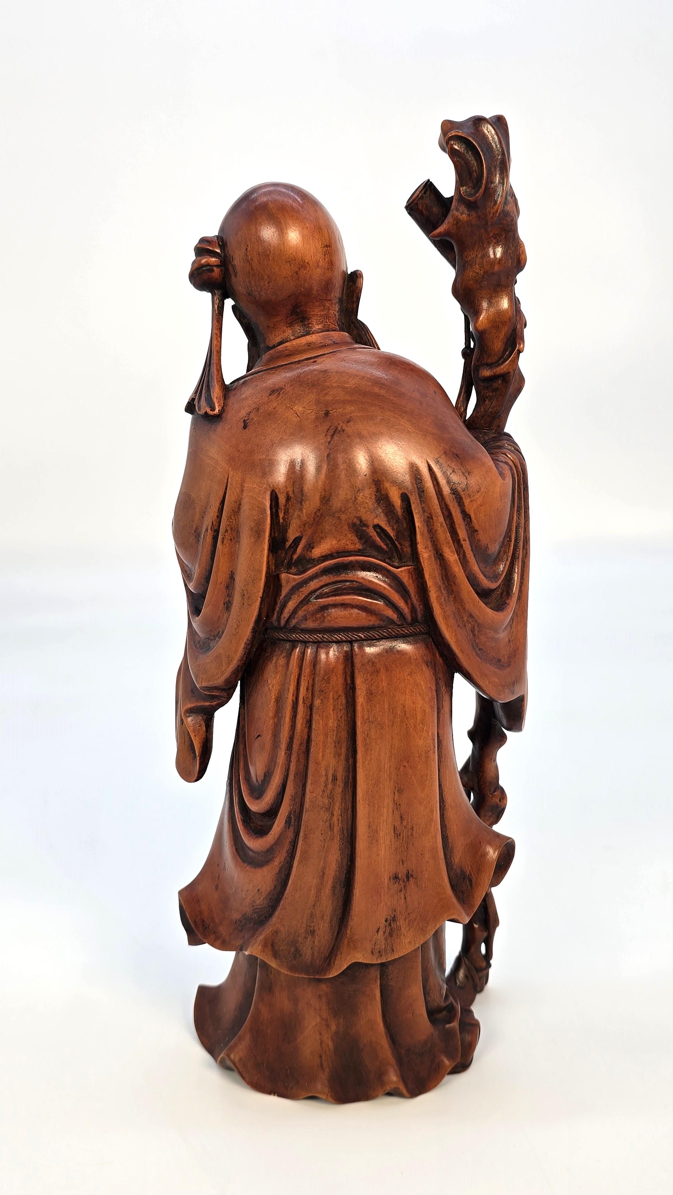 Okimono japonais de  Fukurokuju, le dieu de la richesse et du bonheur, période Meiji Bon état - En vente à Central England, GB
