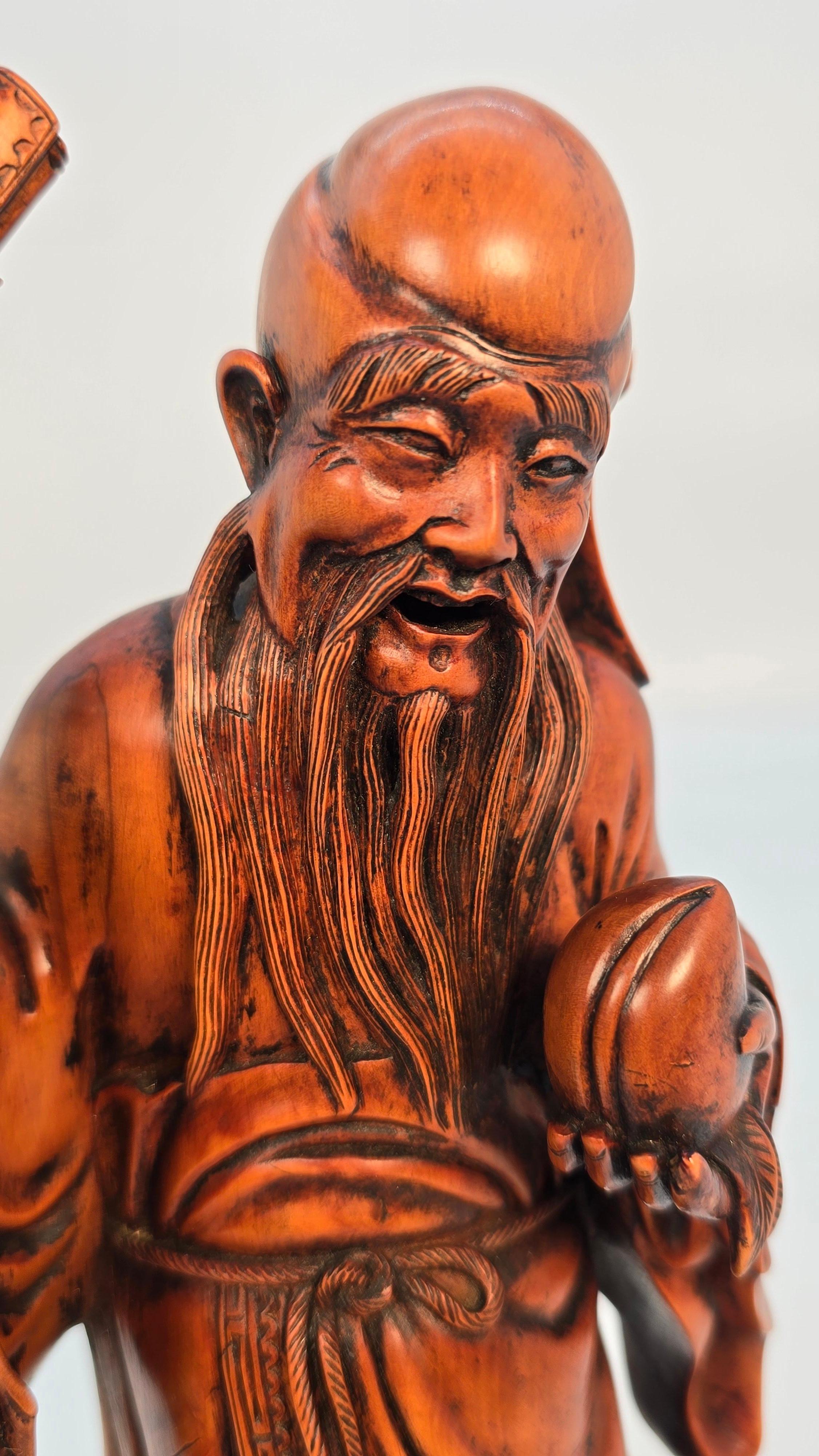 Okimono japonais de  Fukurokuju, le dieu de la richesse et du bonheur, période Meiji en vente 2