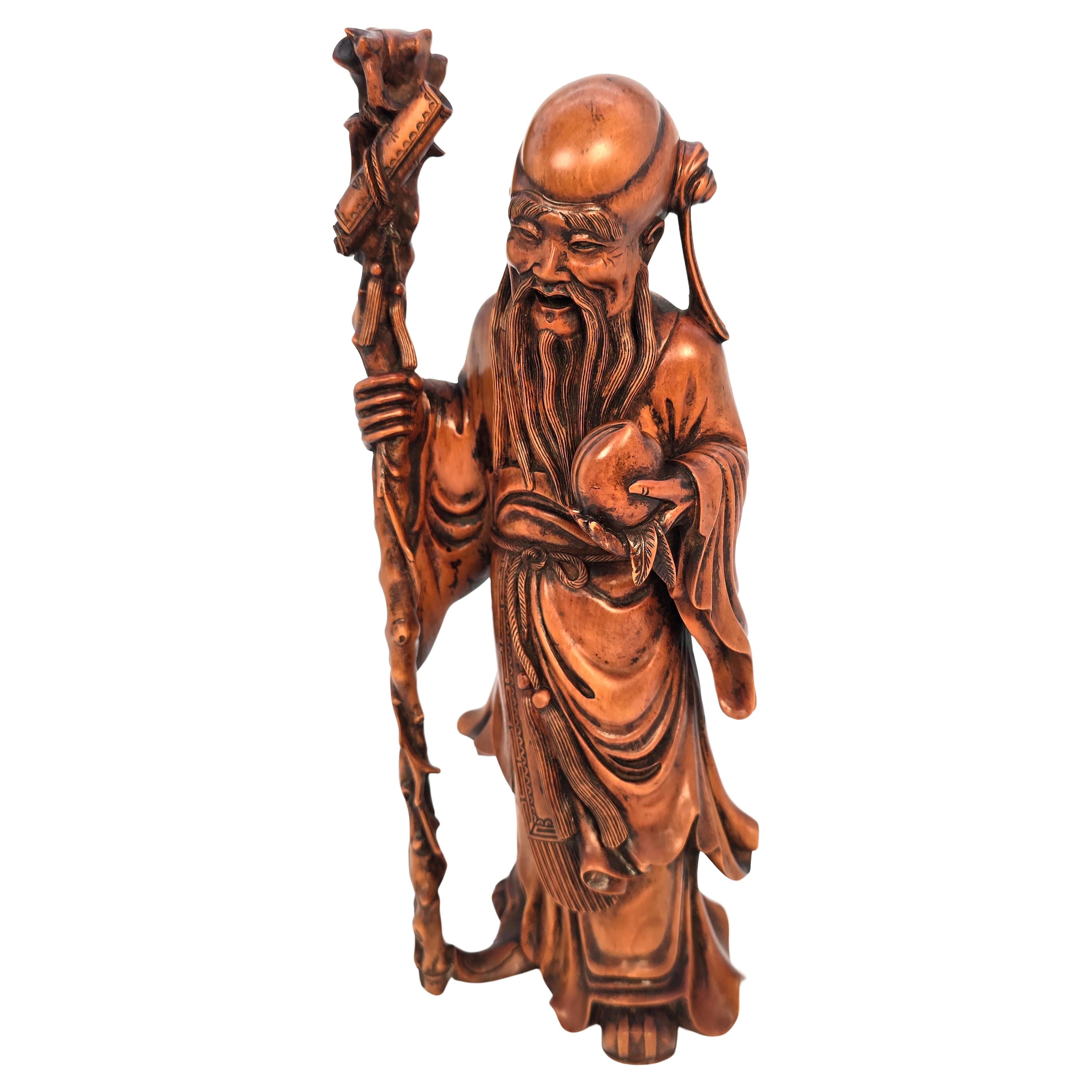 Japanese Okimono of  Fukurokuju, the god of wealth and happiness, Meiji period