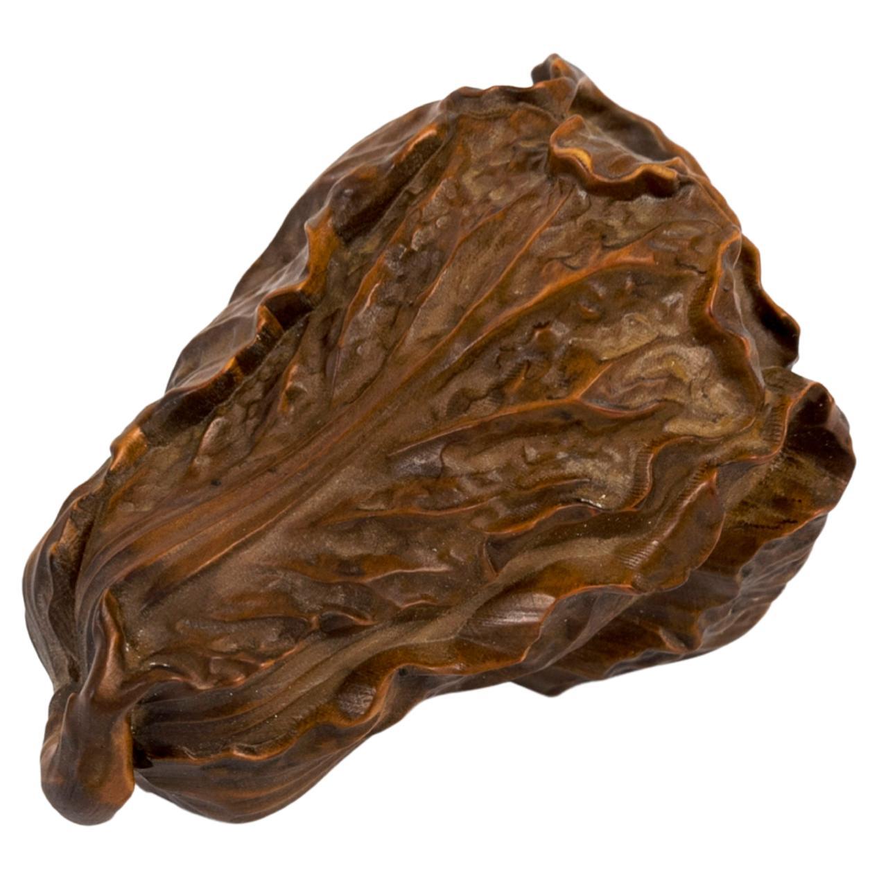 Japanese Okimono sculpture of a Chinese cabbage or Pe-Tsai realised in Boxwood
