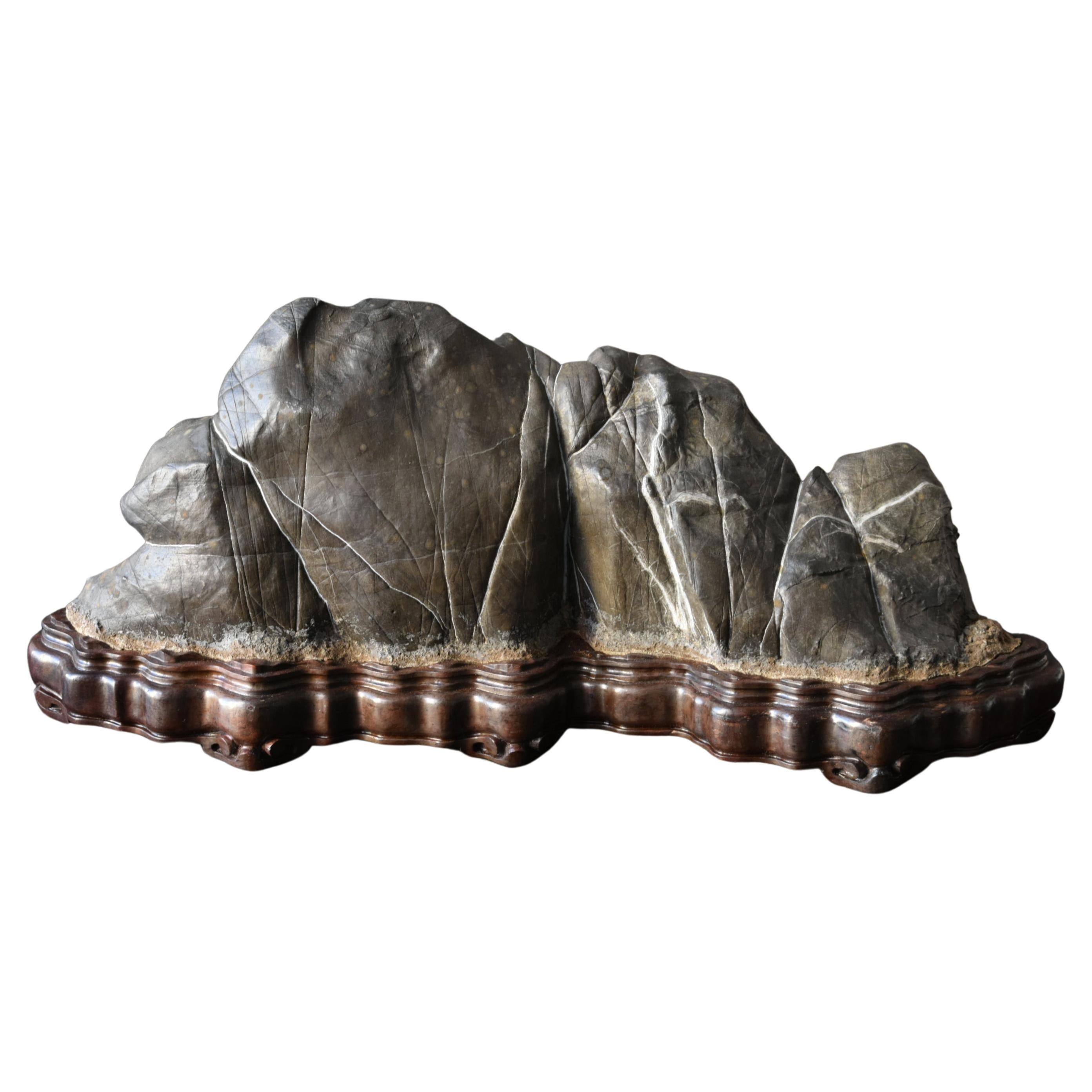 Japanese Old Appreciation Stone/Scholars Stone/Mountain Landscape Figurine For Sale