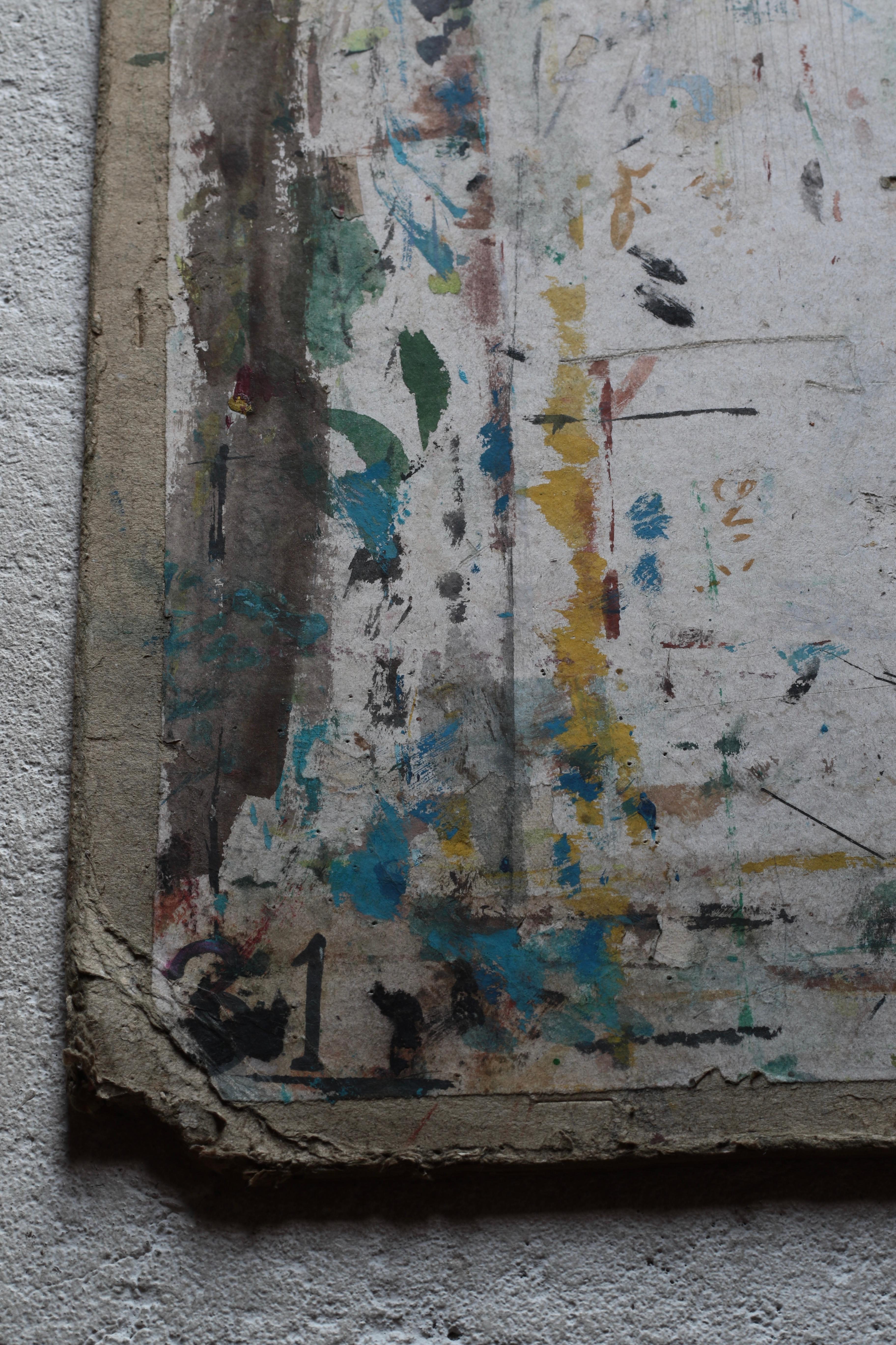Japanese Old Artist's Drawing Board / Abstract Art Wall Decoration / Late 1900s For Sale 9