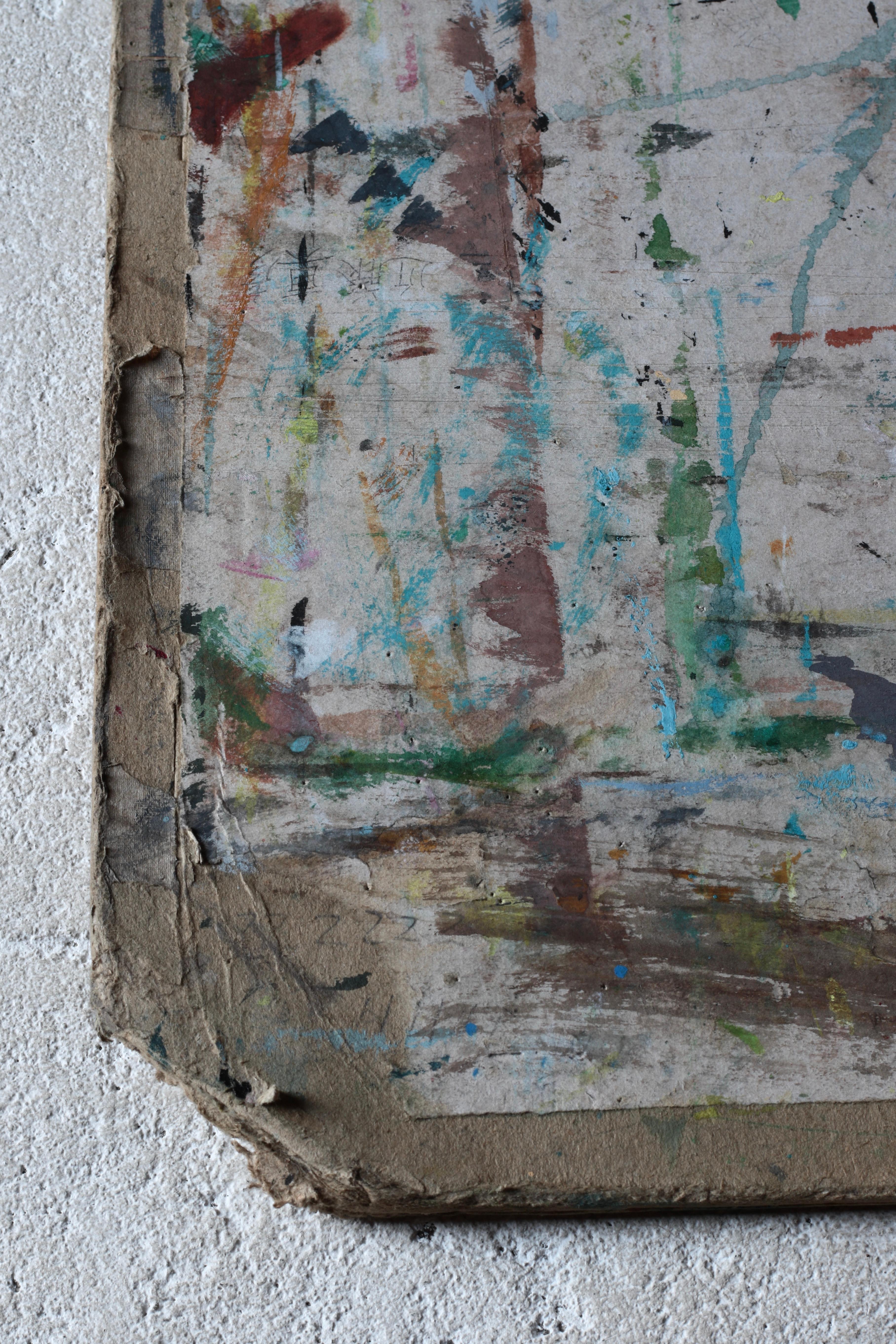 Japanese Old Artist's Drawing Board / Abstract Art Wall Decoration / Late 1900s For Sale 10