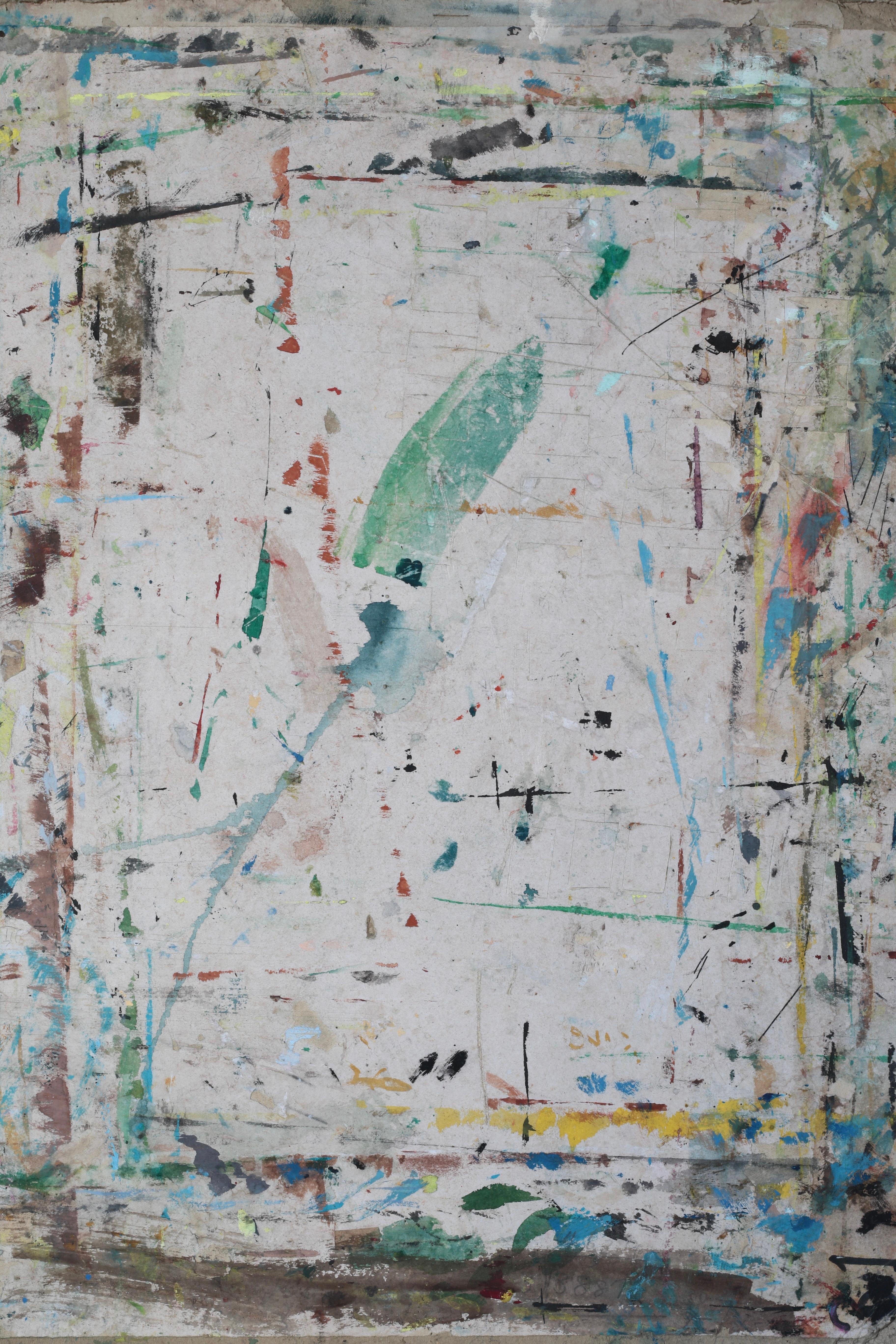 Painted Japanese Old Artist's Drawing Board / Abstract Art Wall Decoration / Late 1900s For Sale