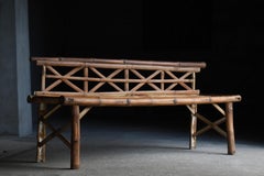 Japanese Old Bamboo Bench 1940s-1960s / Long Chair Mingei Wabisabi