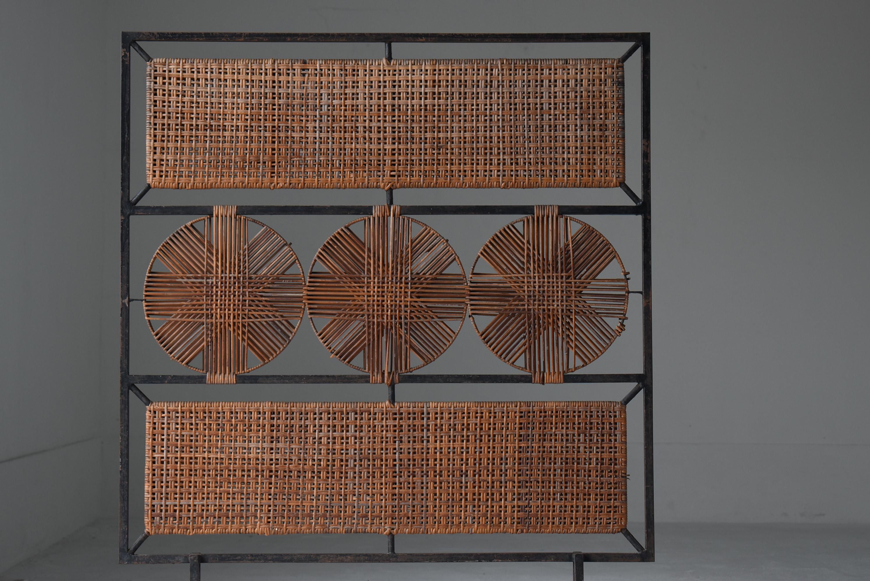 Hand-Crafted Japanese Old Bamboo Partition 1960s-1980s / Room Divider Wabisabi