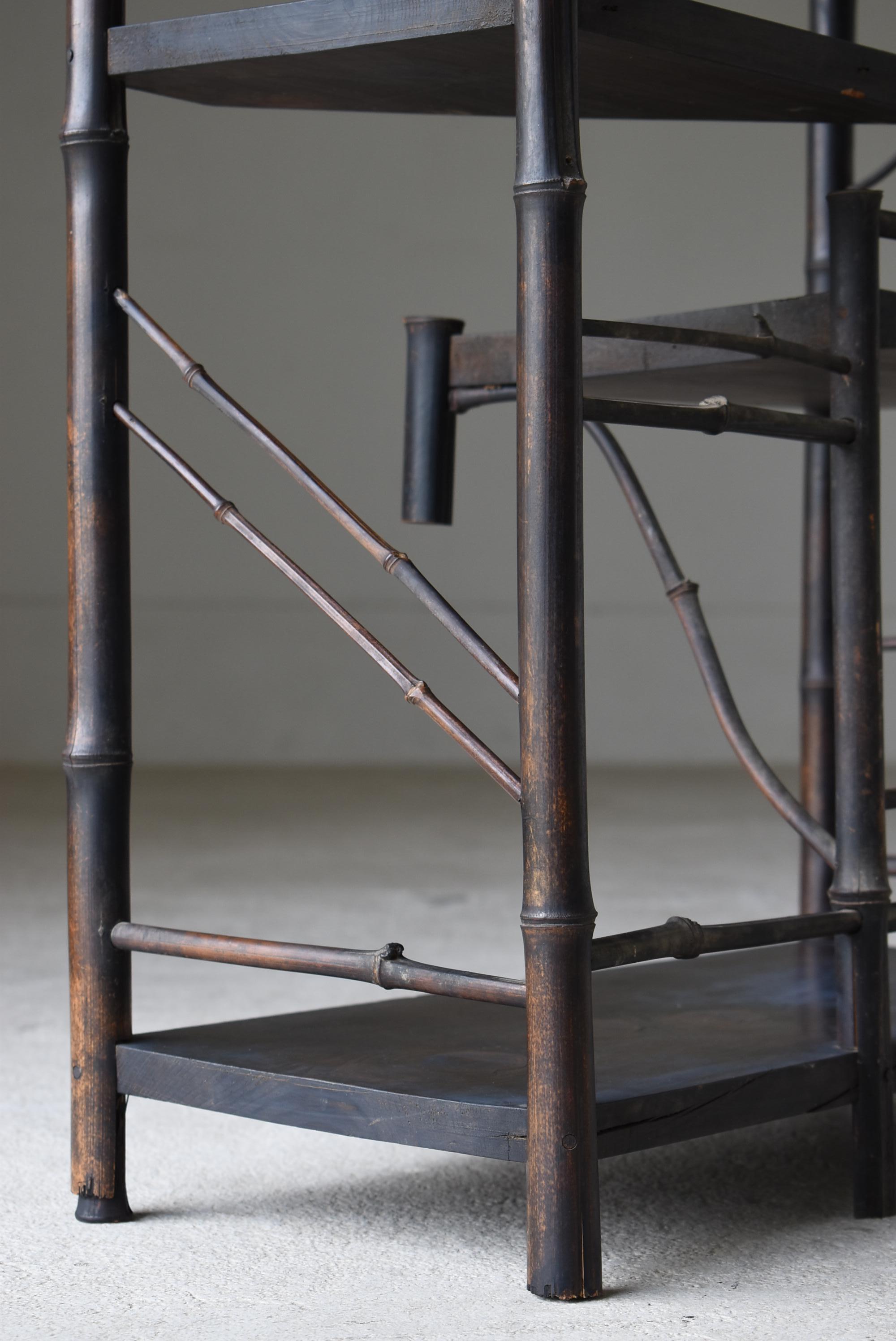 Japanese Old Bamboo Shelf 1940s-1960s / Shelf Cabinet Wabisabi 9