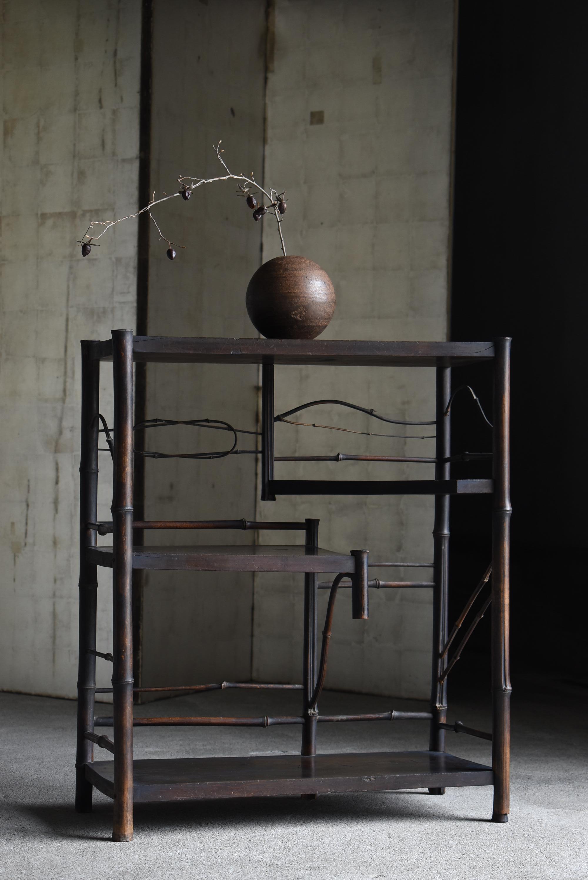 Japanese Old Bamboo Shelf 1940s-1960s / Shelf Cabinet Wabisabi 13