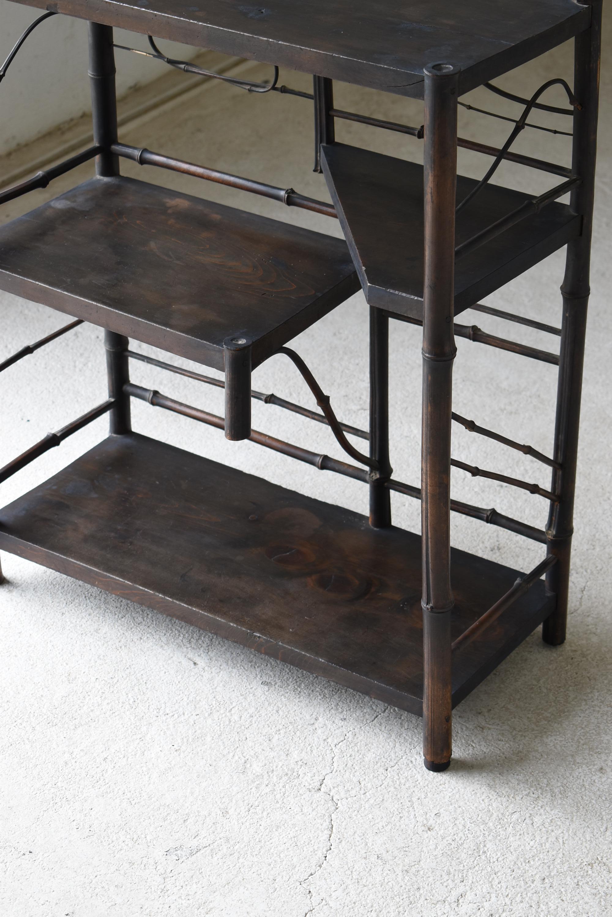 Mid-20th Century Japanese Old Bamboo Shelf 1940s-1960s / Shelf Cabinet Wabisabi