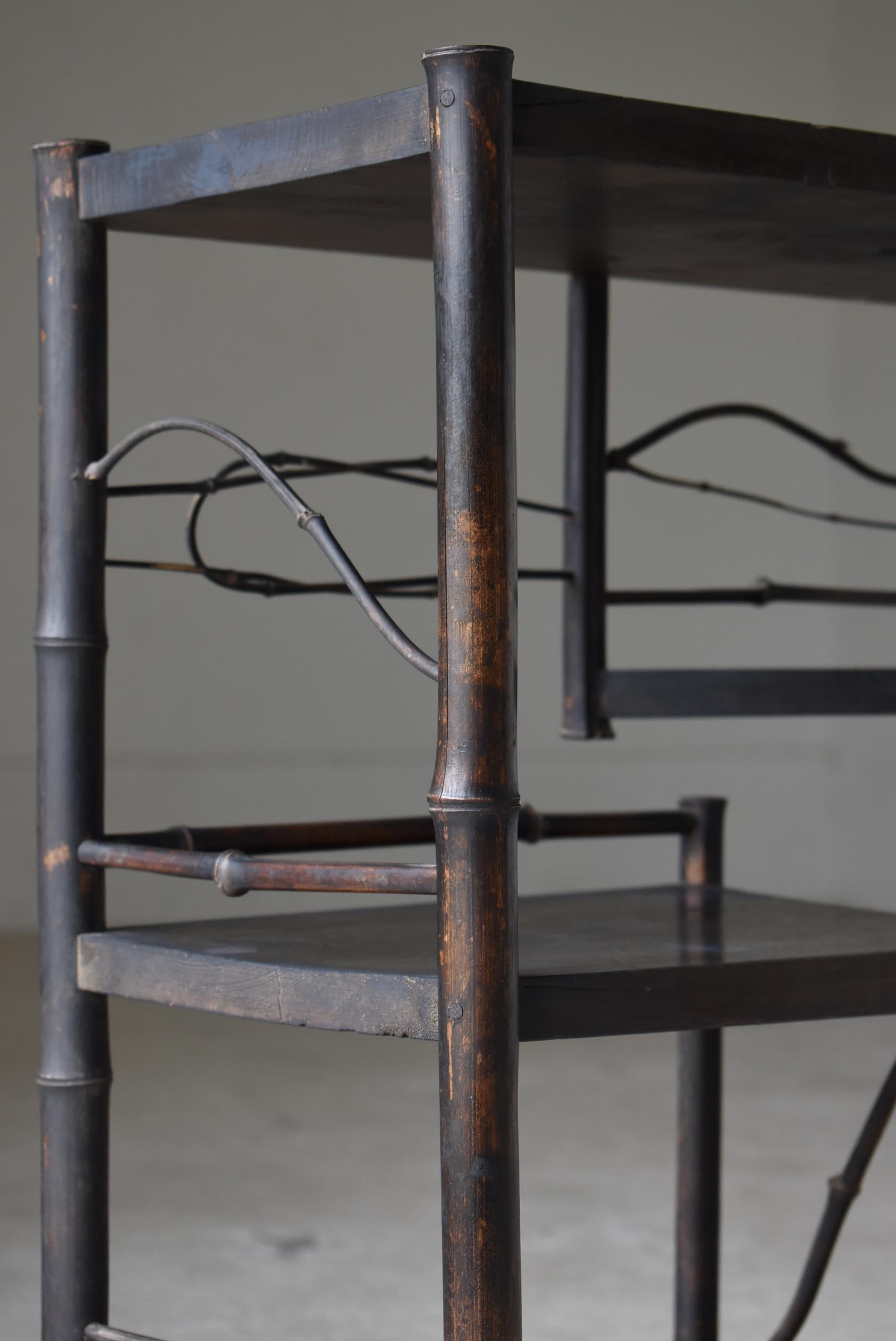 Japanese Old Bamboo Shelf 1940s-1960s / Shelf Cabinet Wabisabi 3