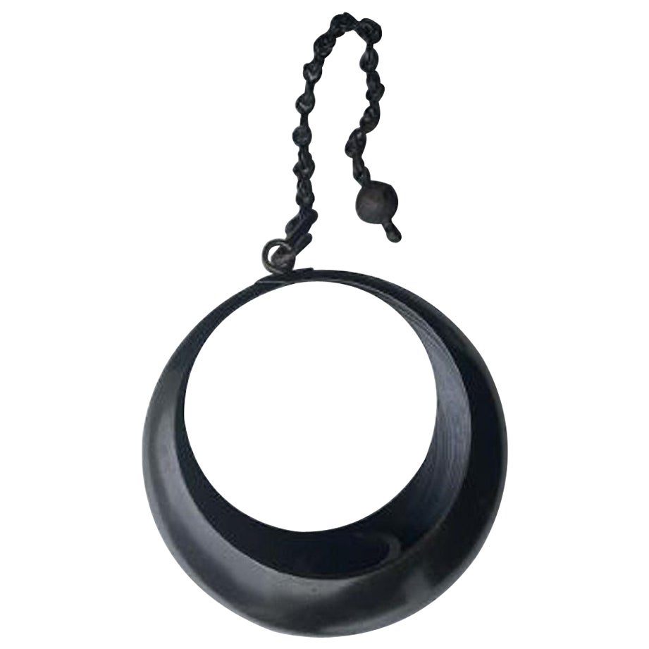 Japanese Old Big Red Bronze "Full Moon" Lantern Planter and Chain