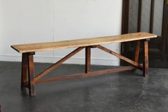 Japanese Old Big Wooden Bench / Showa / Simple Design / Mingei/ 1920-1970