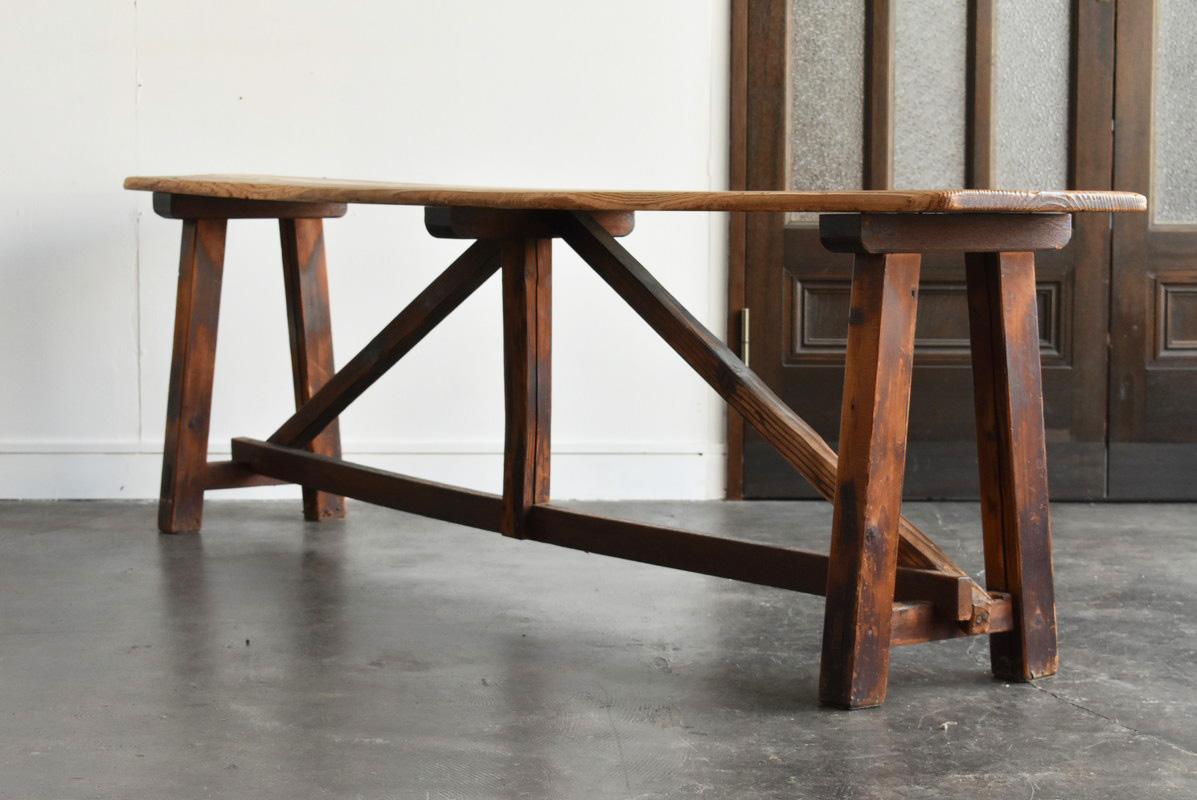 Woodwork Japanese Old Big Wooden Bench / Showa / Simple Design / Mingei/ 1920-1970