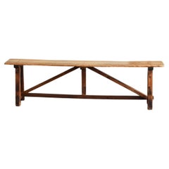 Japanese Old Big Wooden Bench / Showa / Simple Design / Mingei/ 1920-1970