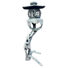 Farol Japonés Antiguo Azul para Árbol de Jardín