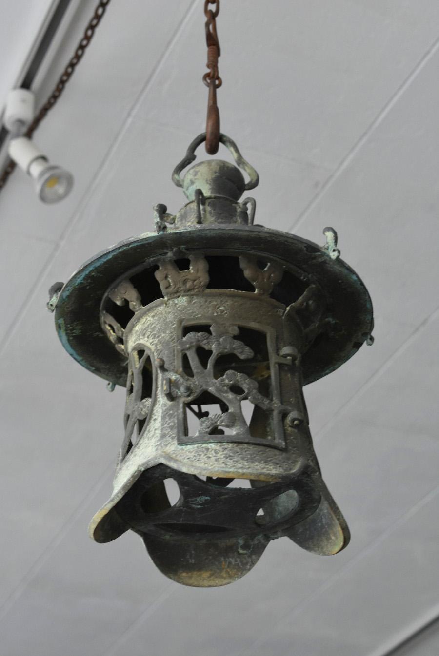 20th Century Japanese Old Bronze Casting Hanging Lantern /Traditional Lighting/