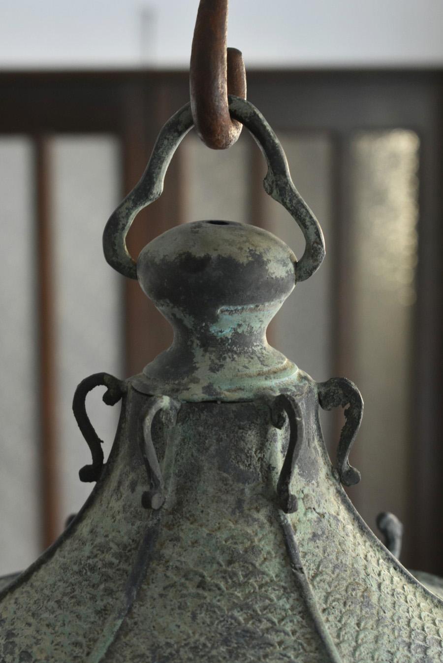 Showa Japanese Old Bronze Casting Hanging Lantern /Traditional Lighting/